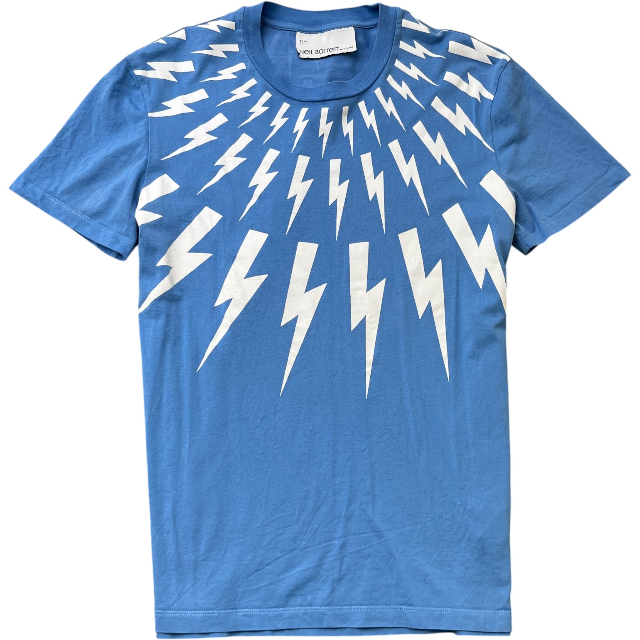 Men's Lightning Bolt Logo T-Shirt Blue Size M