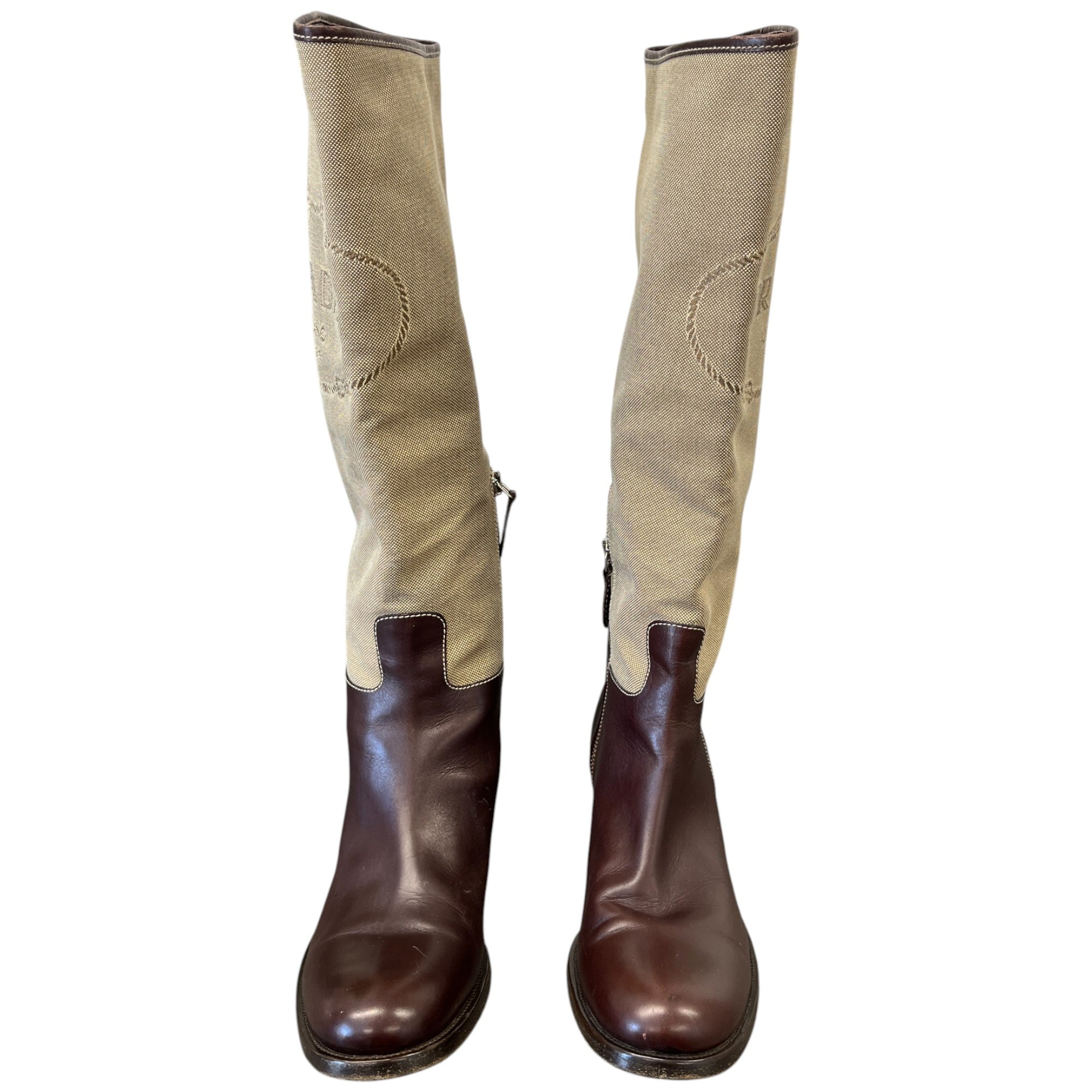 Women's Logo Knee High Boots Brown Size EU 38.5 / UK 5.5