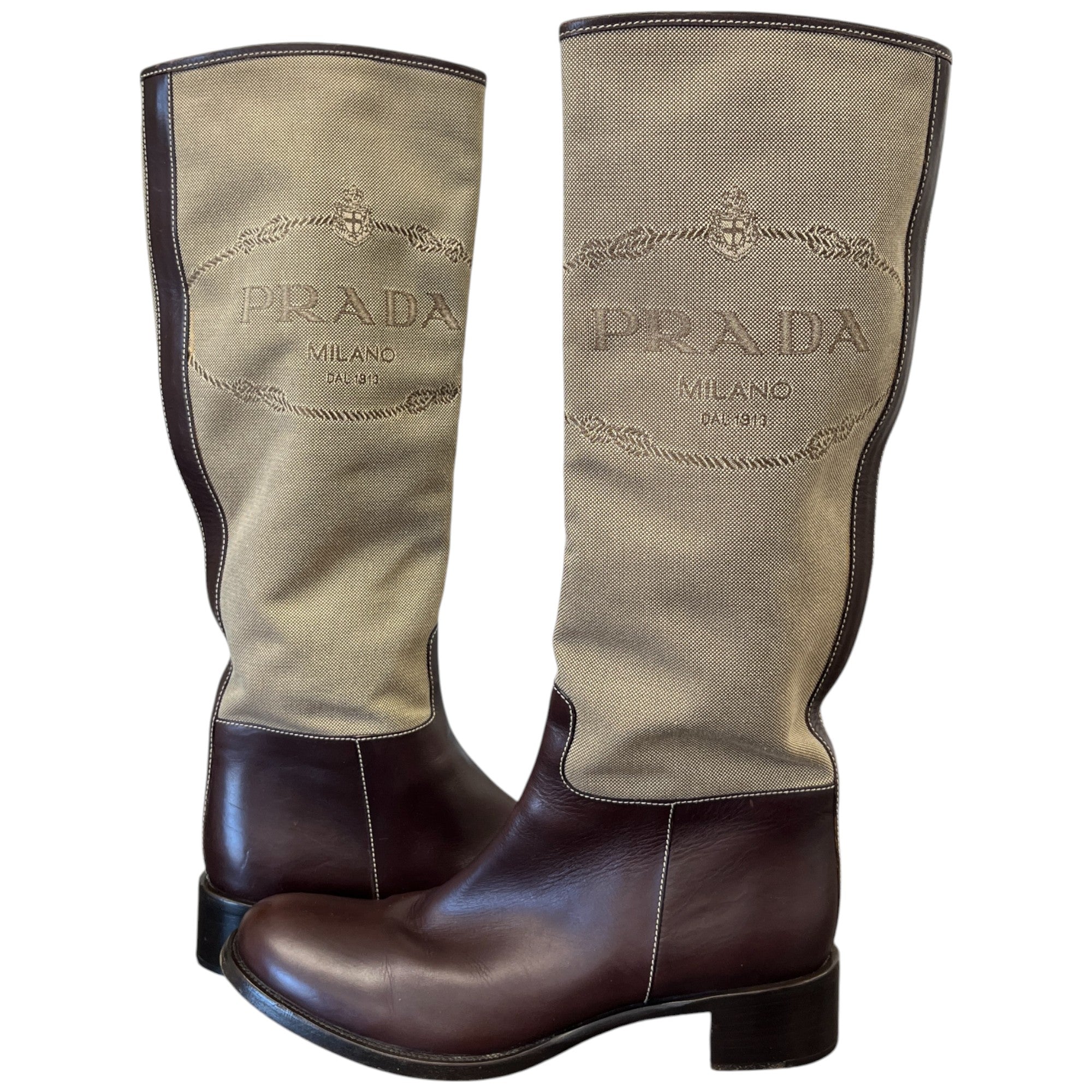 Women's Logo Knee High Boots Brown Size EU 38.5 / UK 5.5