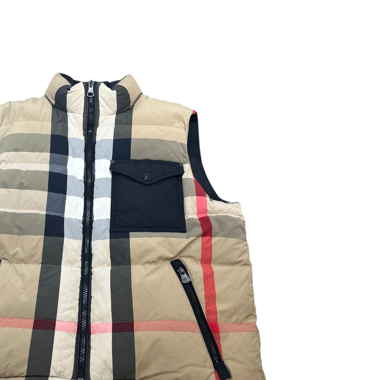 Men's Checkered Reversible Gilet Beige Size XL