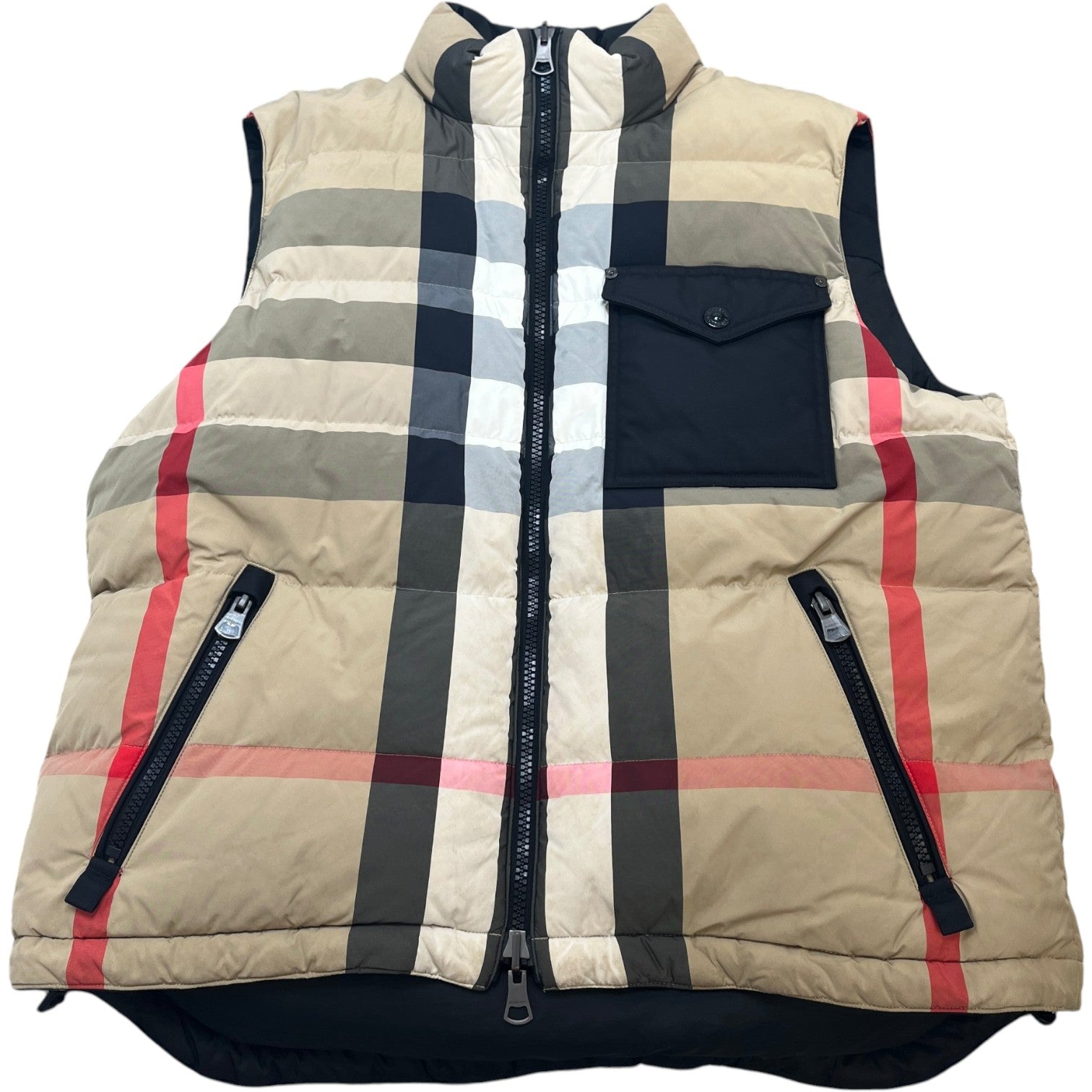 Men's Checkered Reversible Gilet Beige Size XL