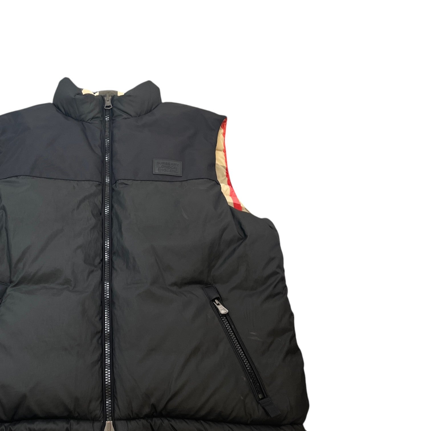 Men's Checkered Reversible Gilet Beige Size XL