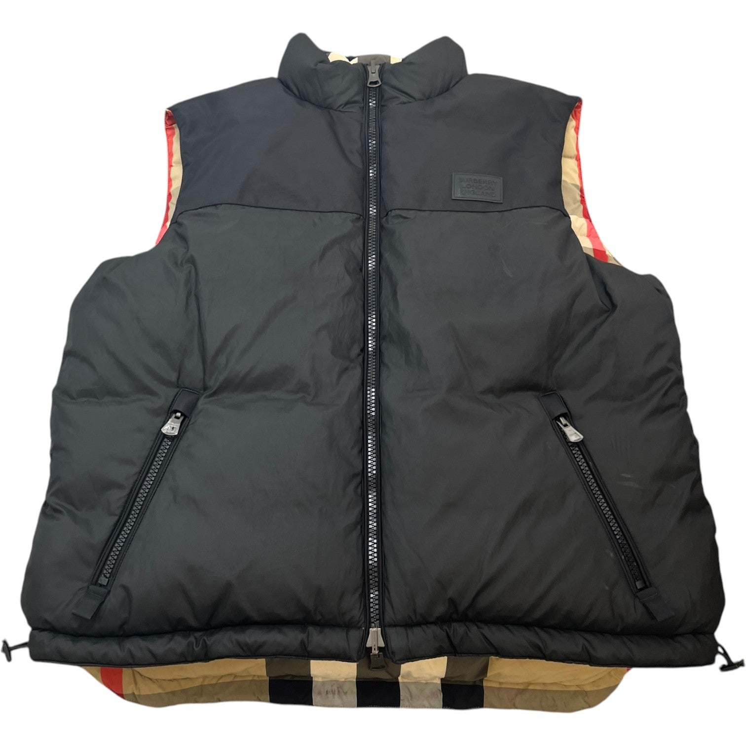 Men's Checkered Reversible Gilet Beige Size XL