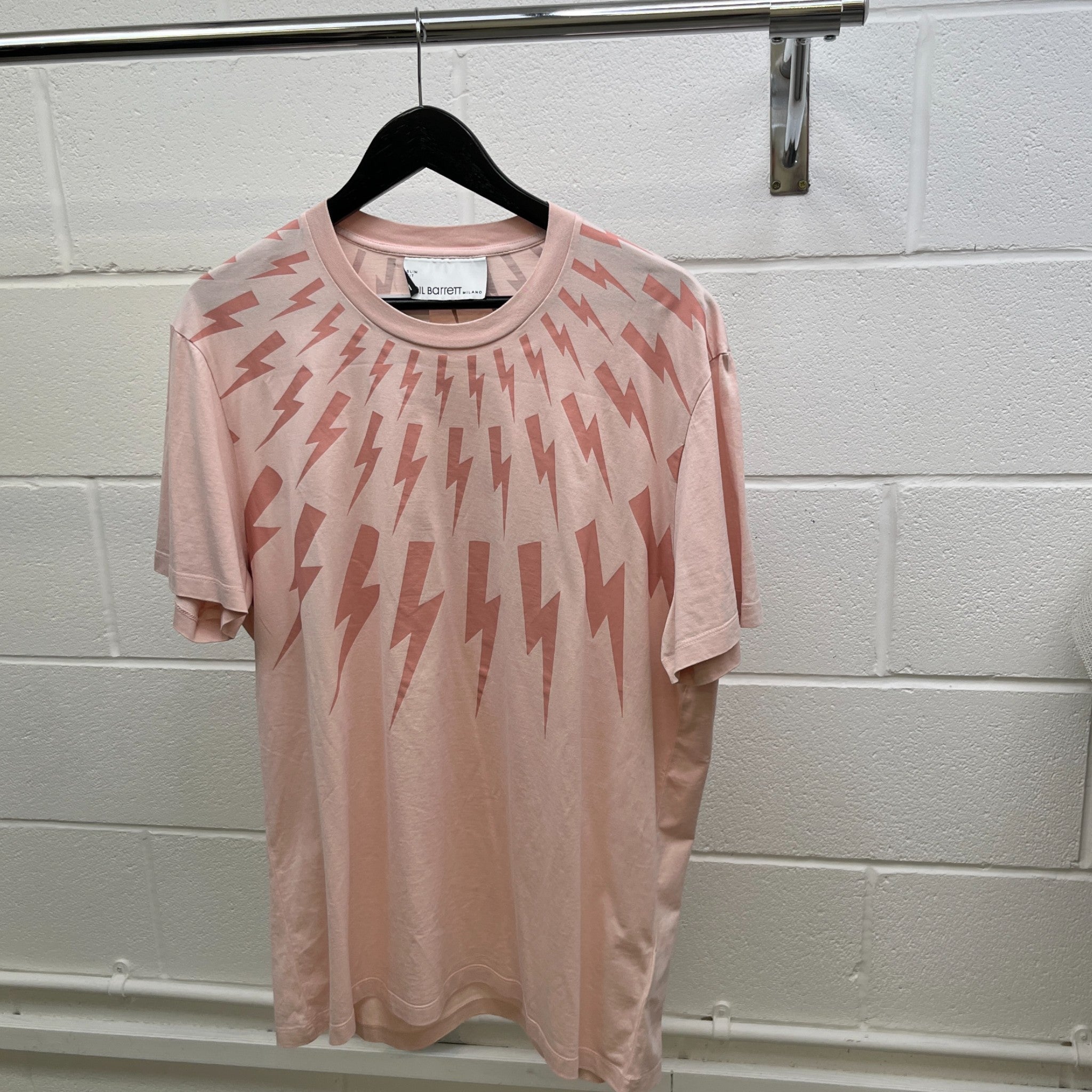 Men's Lightning Bolt Logo T-Shirt Pink Size XL