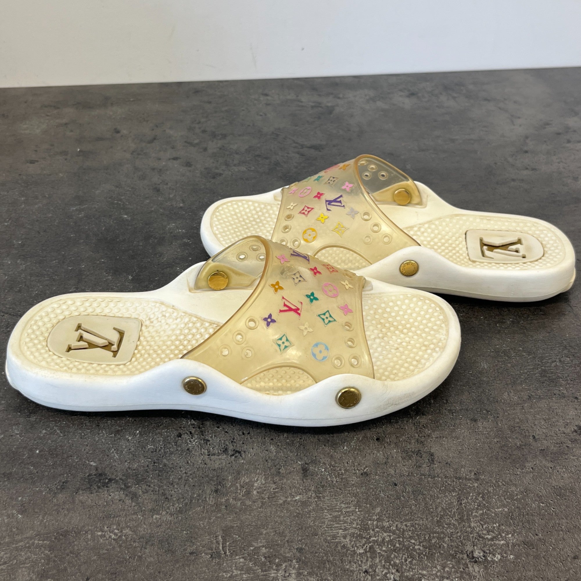 Women's Multicolor Monogram Murakami Slides White Size EU 37 / UK 4