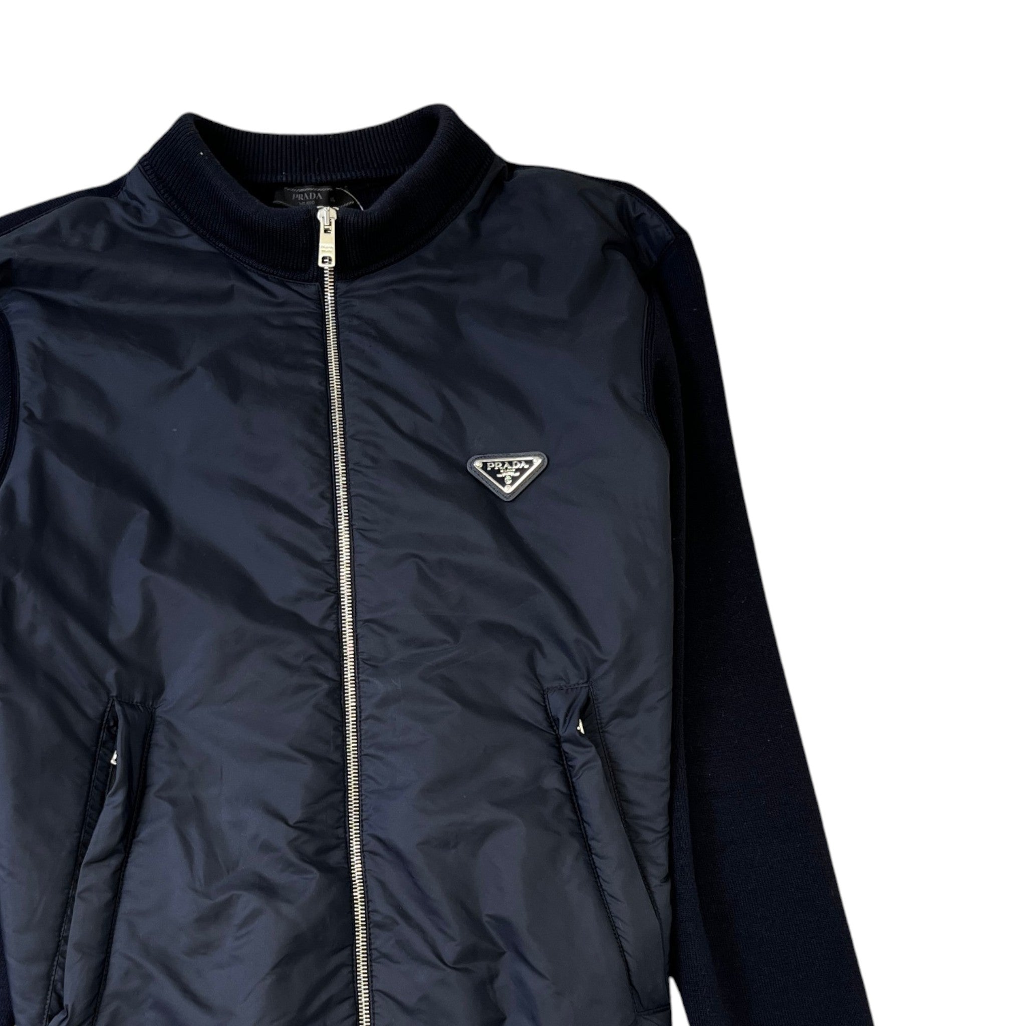 Men's Contrast-Trim Plaque Logo Jacket Navy Size IT 46 / S
