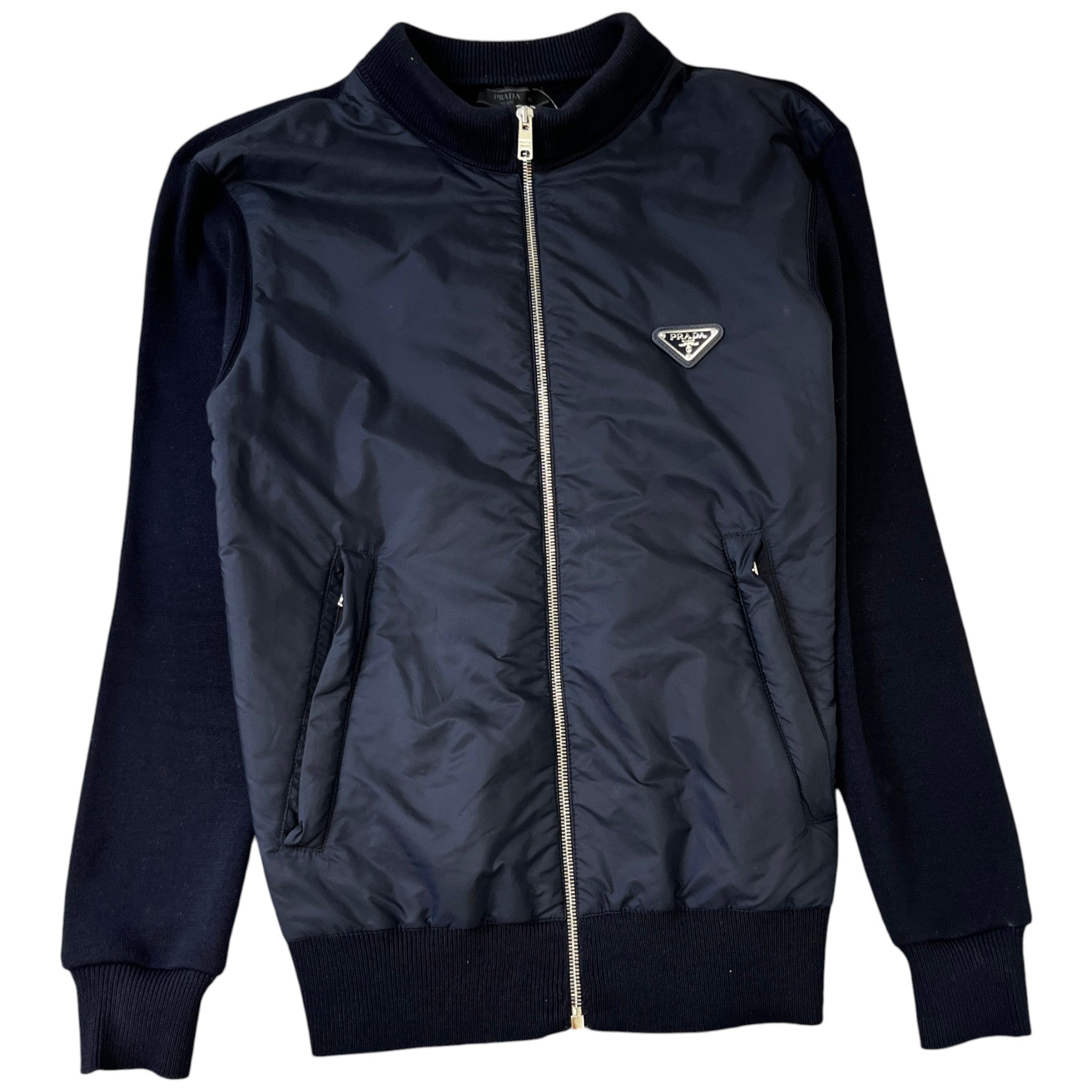 Men's Contrast-Trim Plaque Logo Jacket Navy Size IT 46 / S