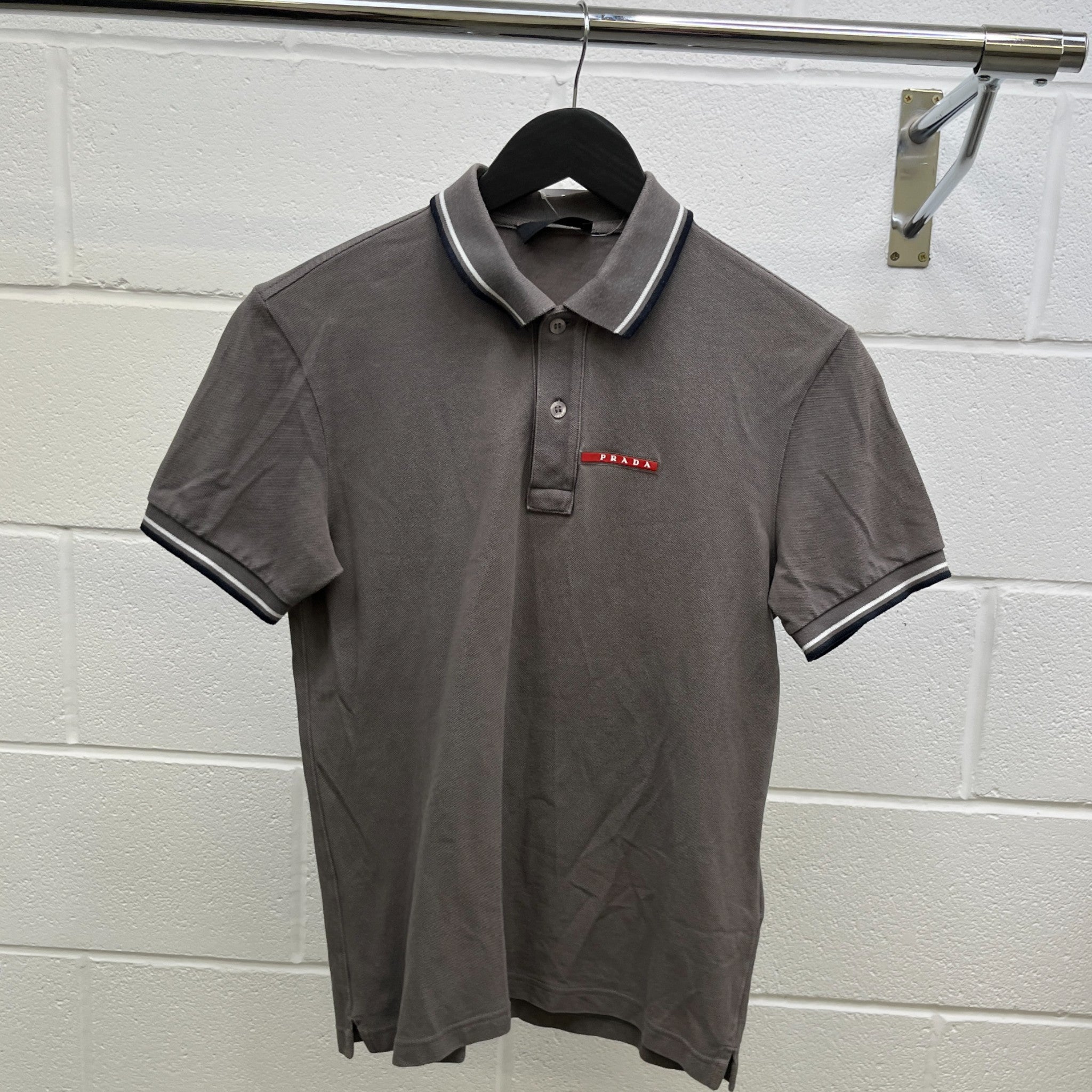 Men's Tab Logo Polo Shirt Grey Size S