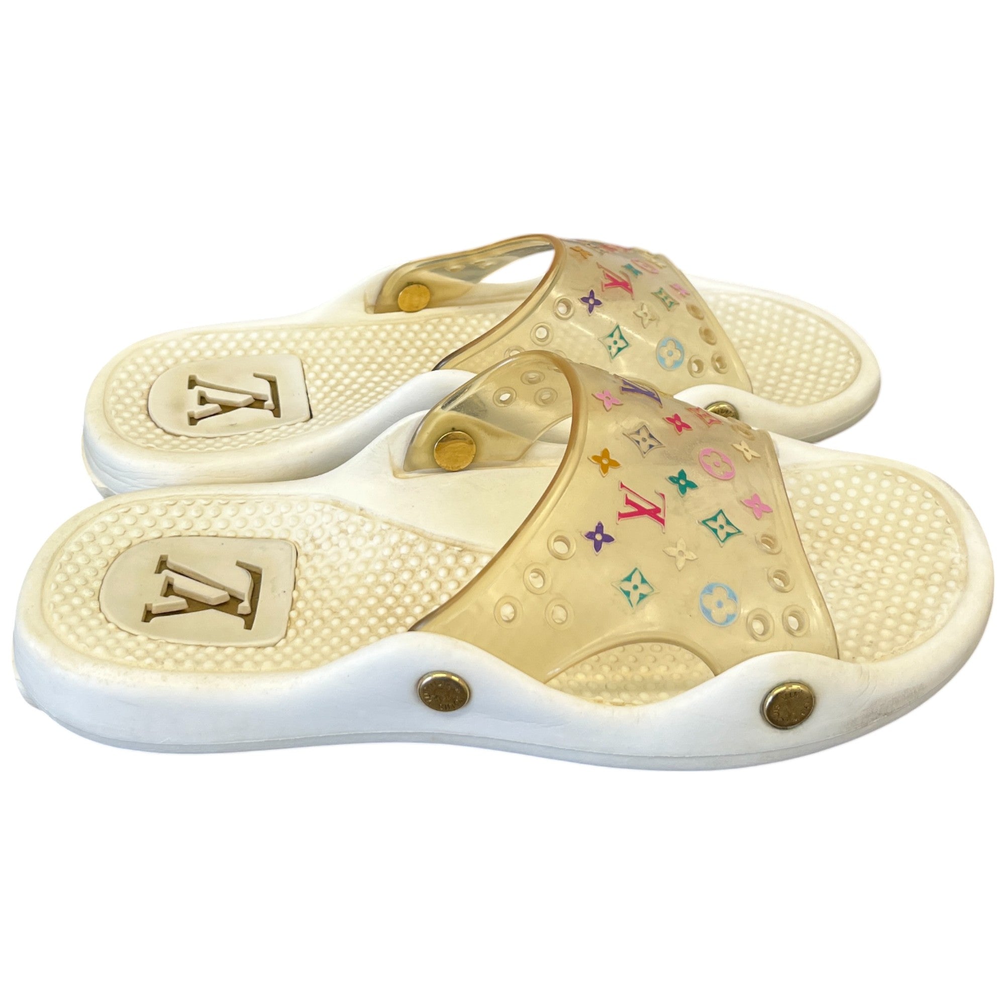 Women's Multicolor Monogram Murakami Slides White Size EU 37 / UK 4