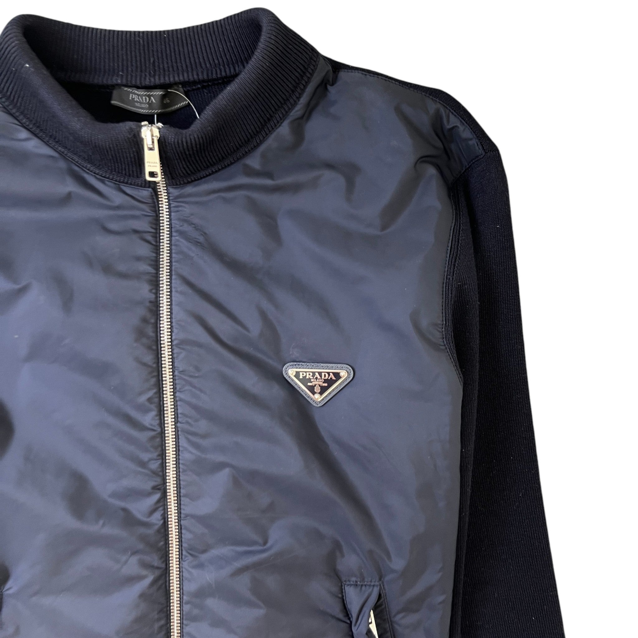 Men's Contrast-Trim Plaque Logo Jacket Navy Size IT 46 / S