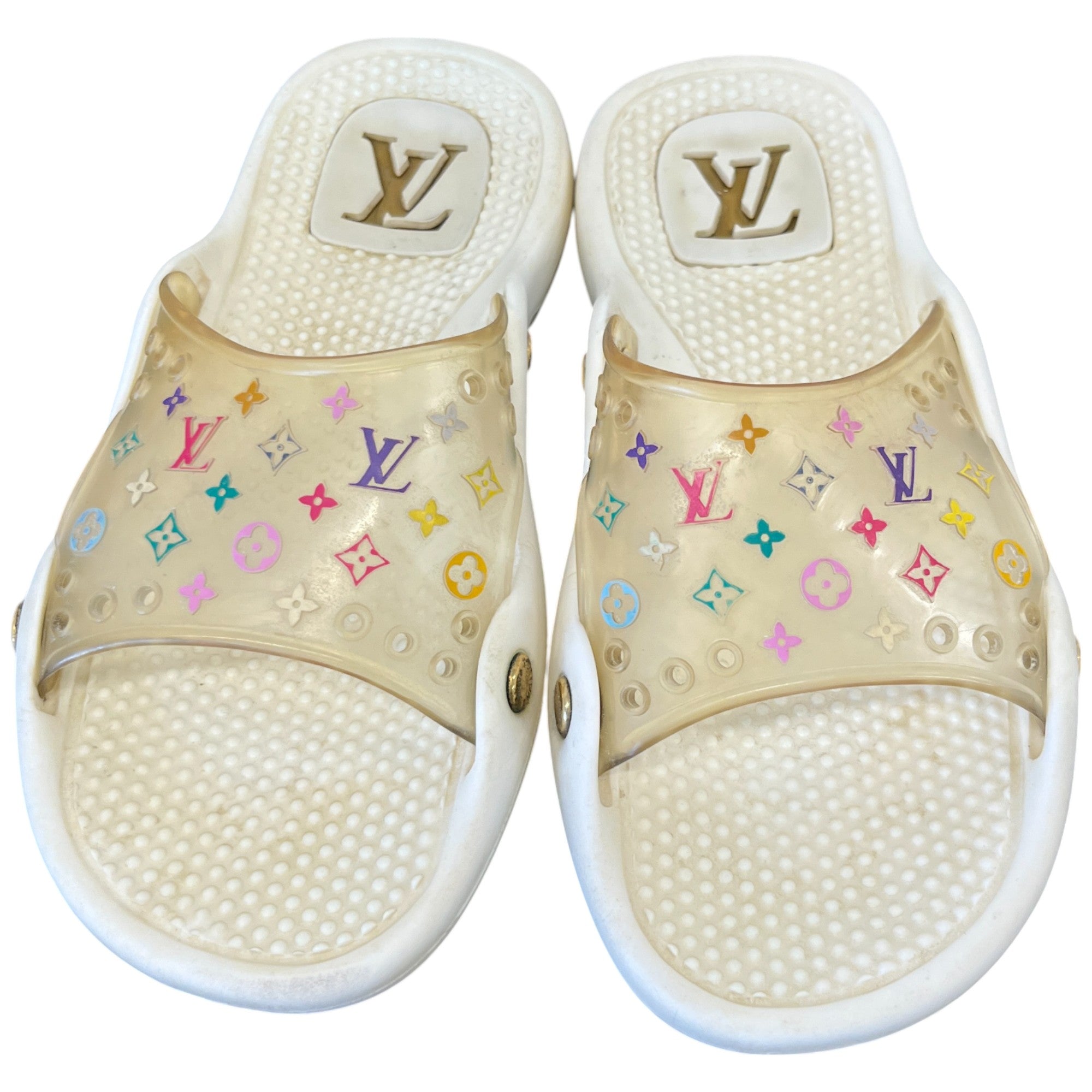 Women's Multicolor Monogram Murakami Slides White Size EU 37 / UK 4