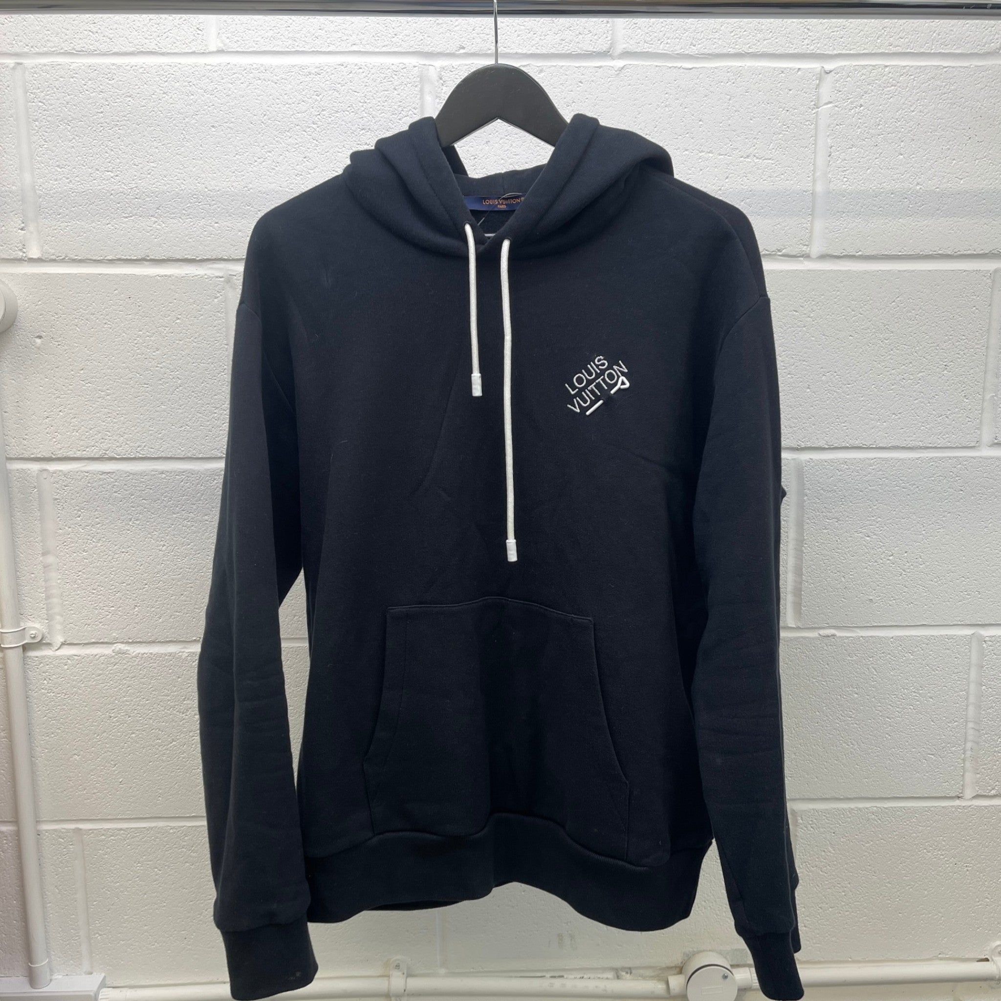 Men's Embroidered Logo Hoodie Black Size L