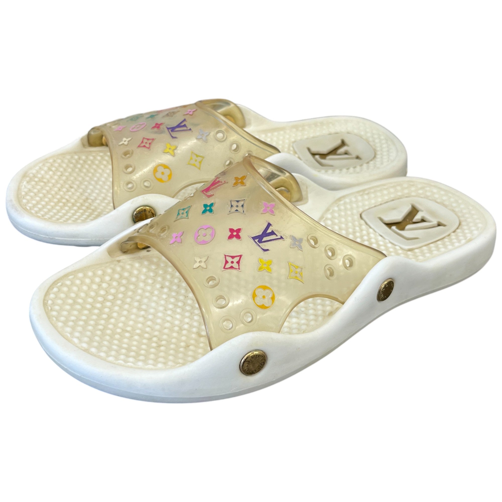 Women's Multicolor Monogram Murakami Slides White Size EU 37 / UK 4