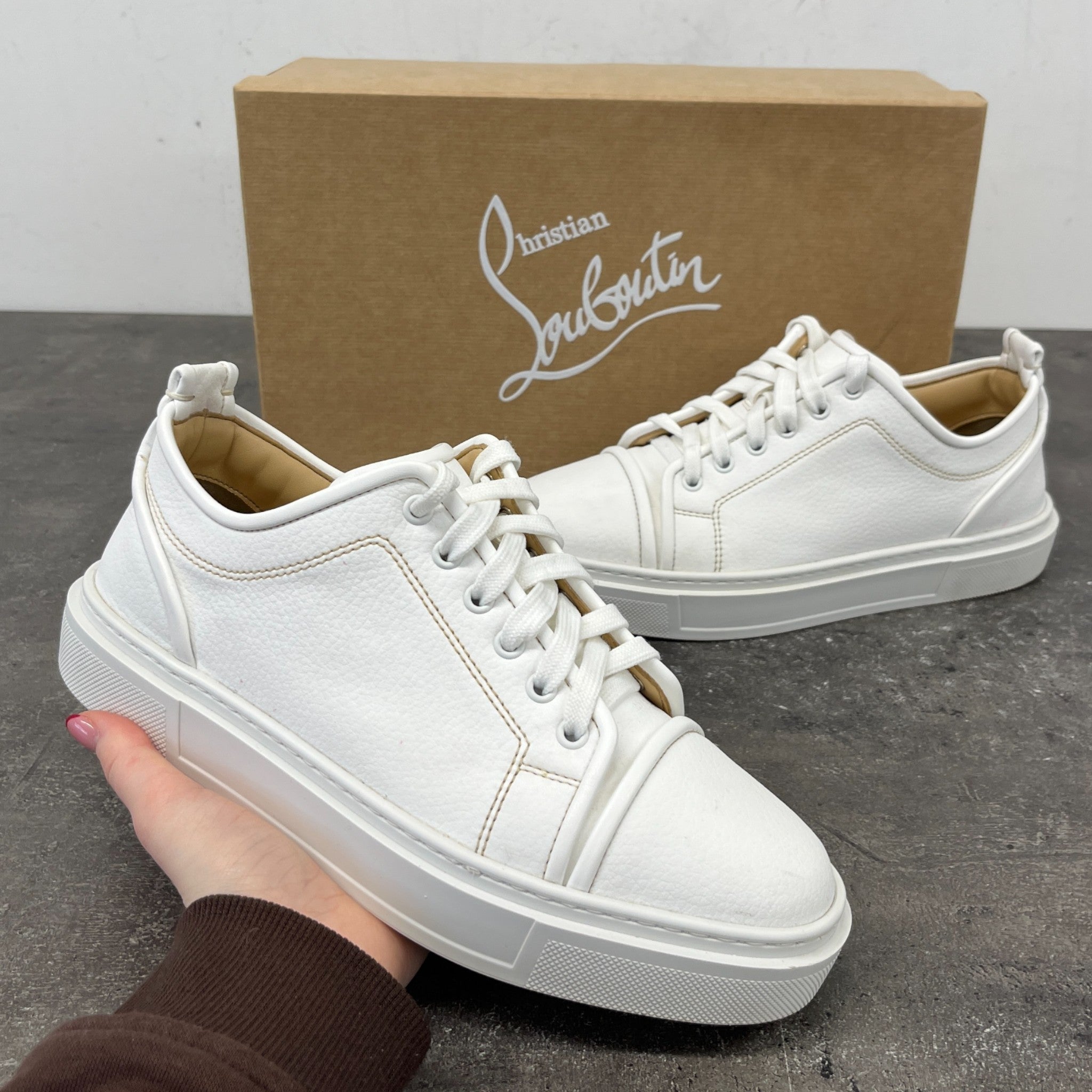 Men's Adolon Junior Flat Low Trainers White Size EU 41 / UK 7