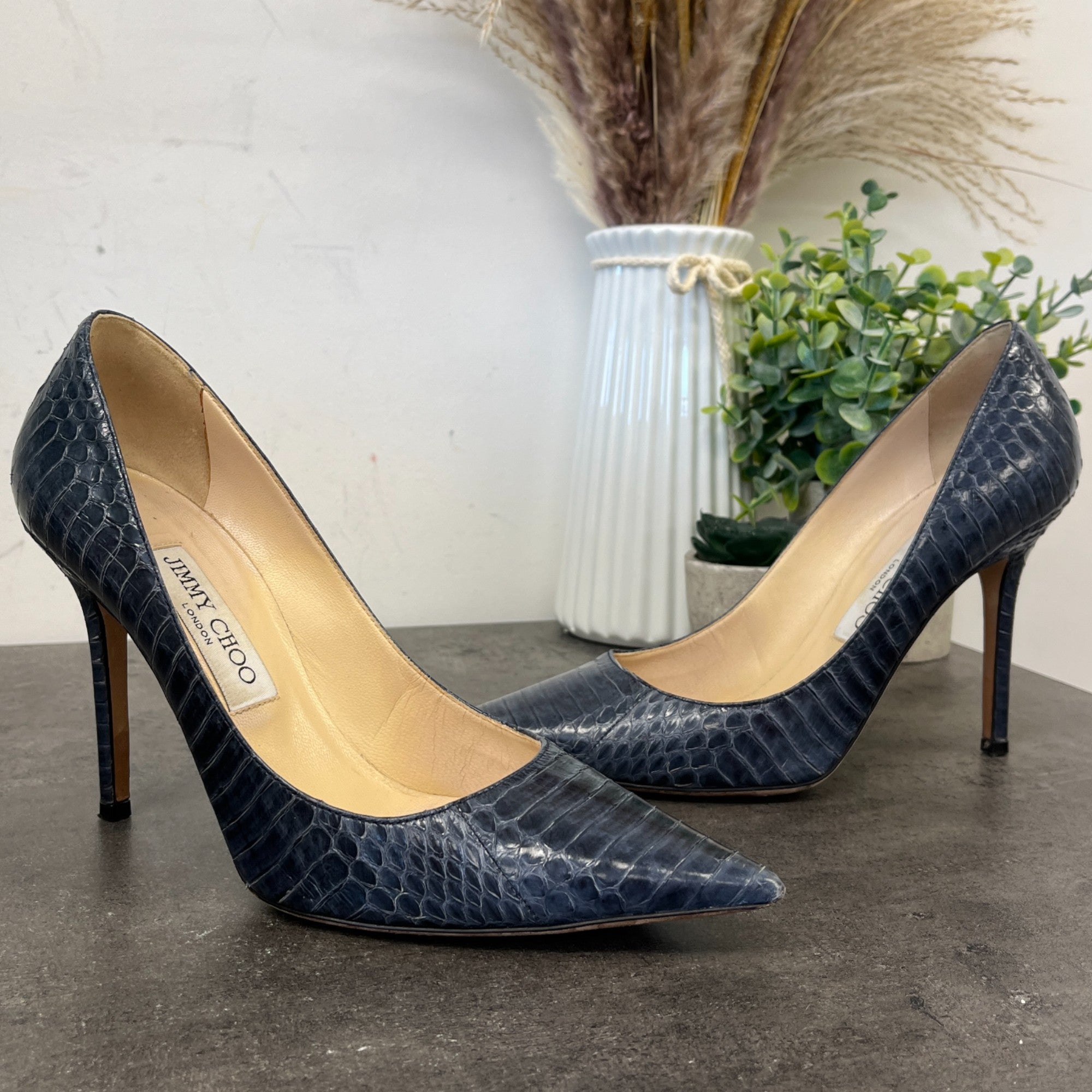 Women's Love 85 Croc-Embossed Heels Blue Size EU 37.5 / UK 4.5