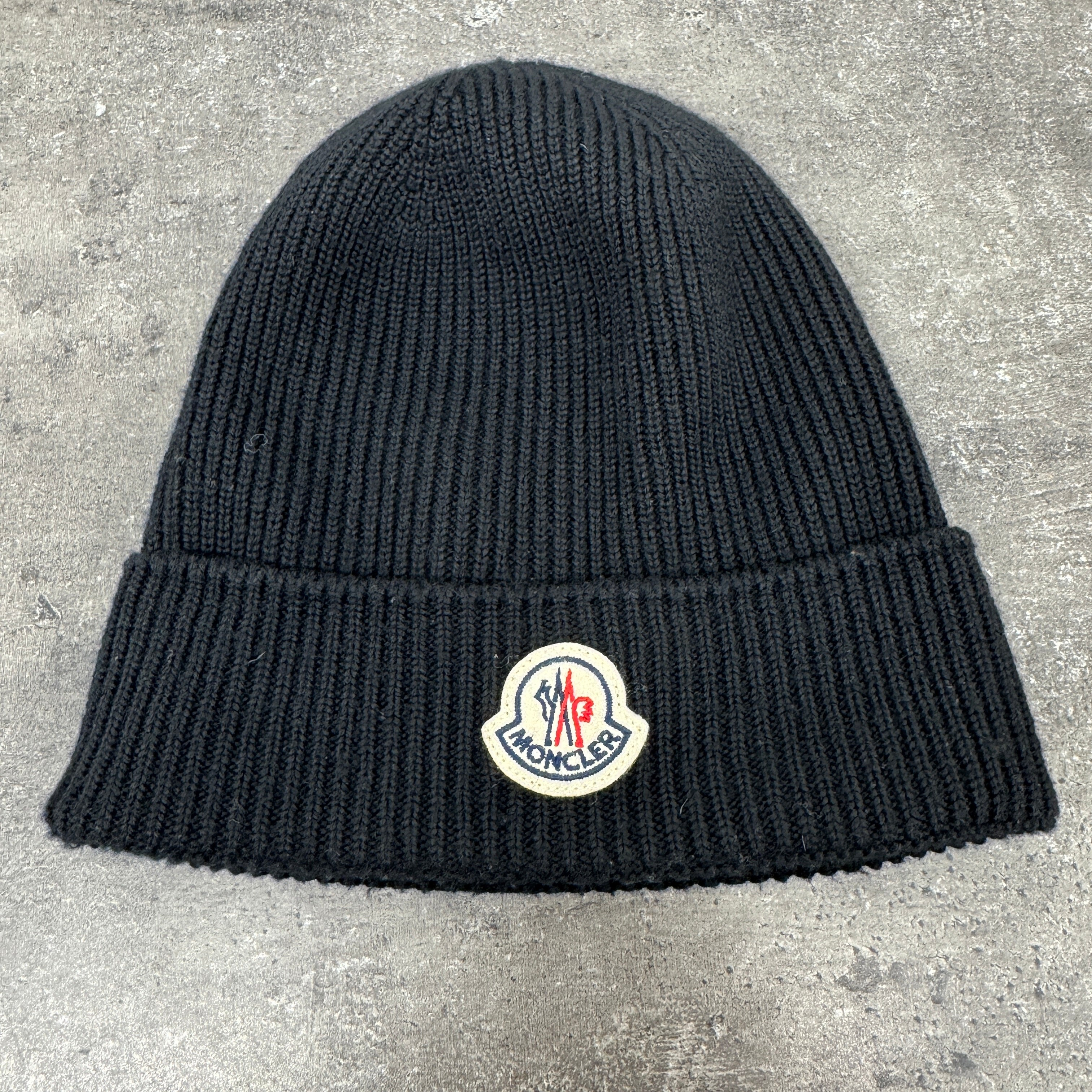 Men's Logo Patch Beanie Hat Black