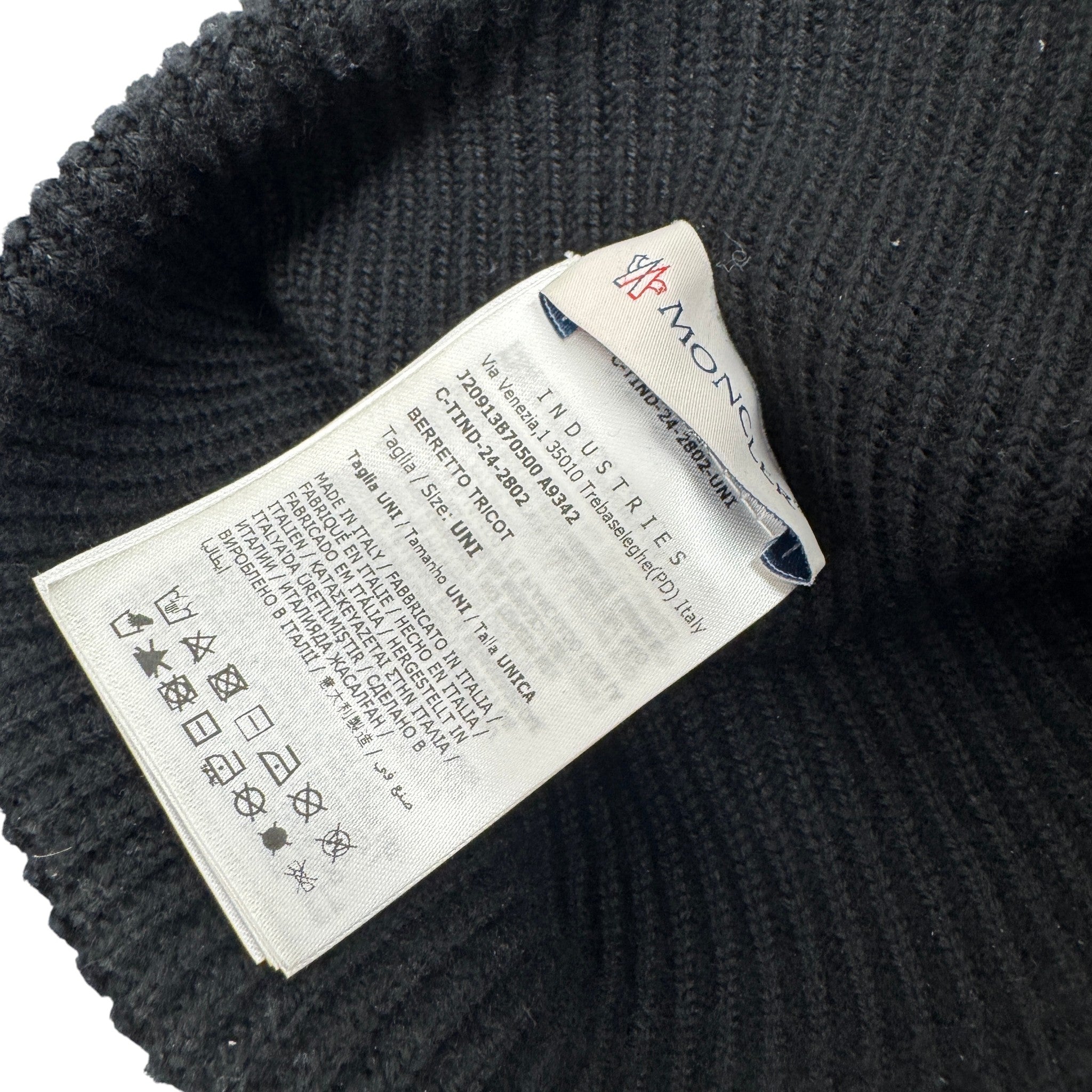 Men's Logo Patch Beanie Hat Black