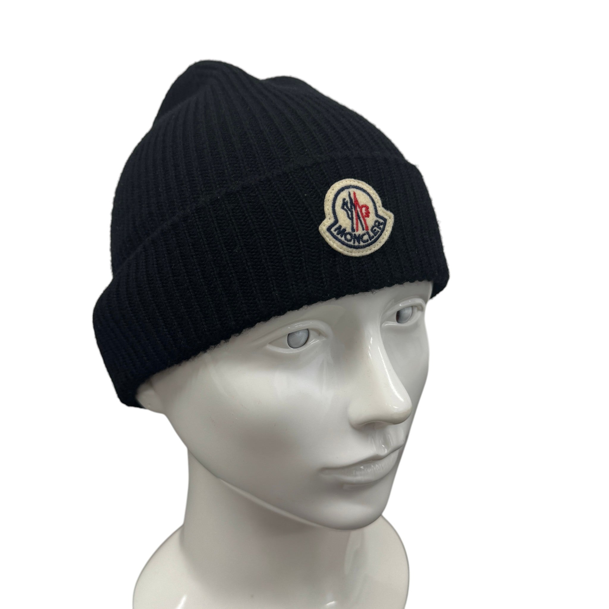 Men's Logo Patch Beanie Hat Black