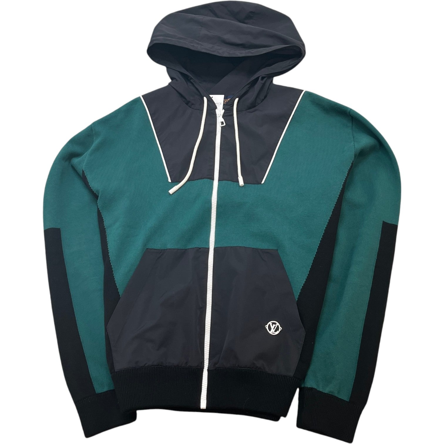 Men's Colour Block Hoodie Green Size L