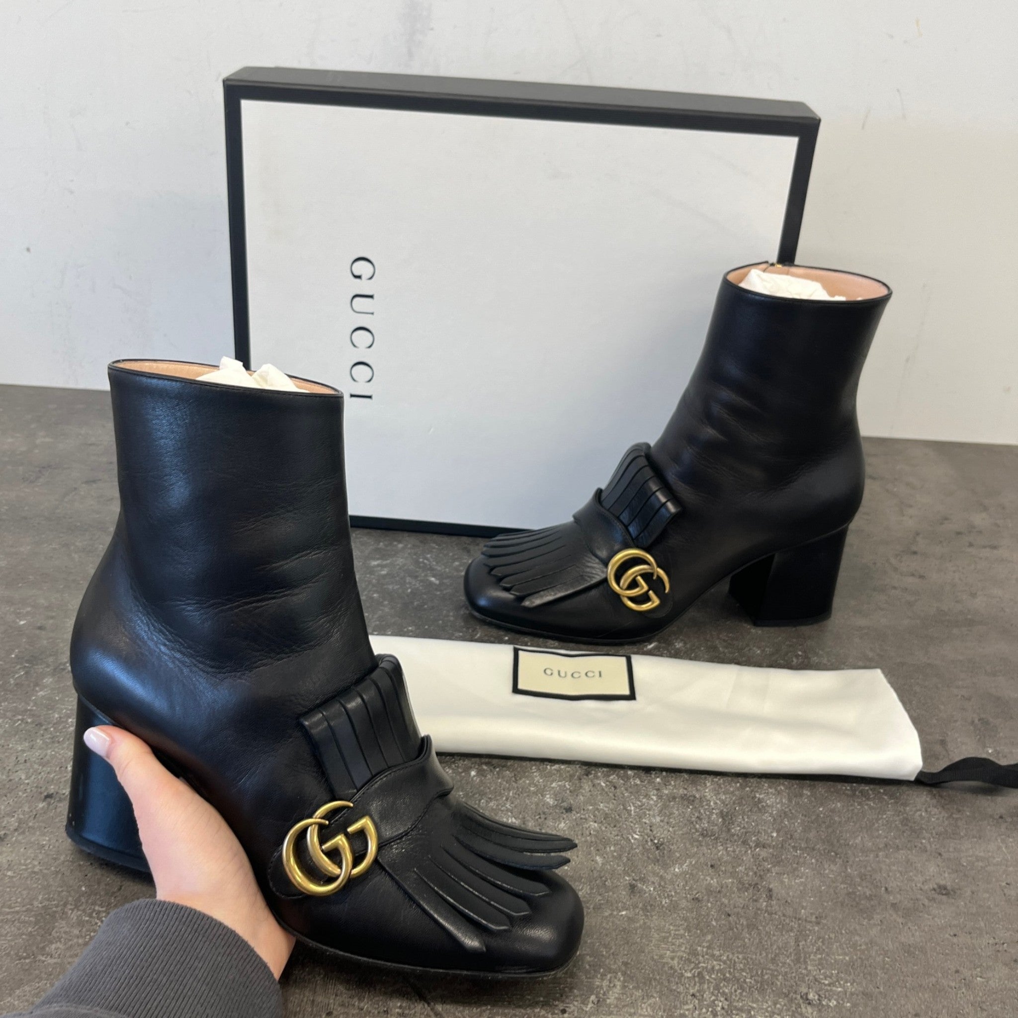 Women's Gg Marmont Ankle Boots Black Size EU 40 / UK 7