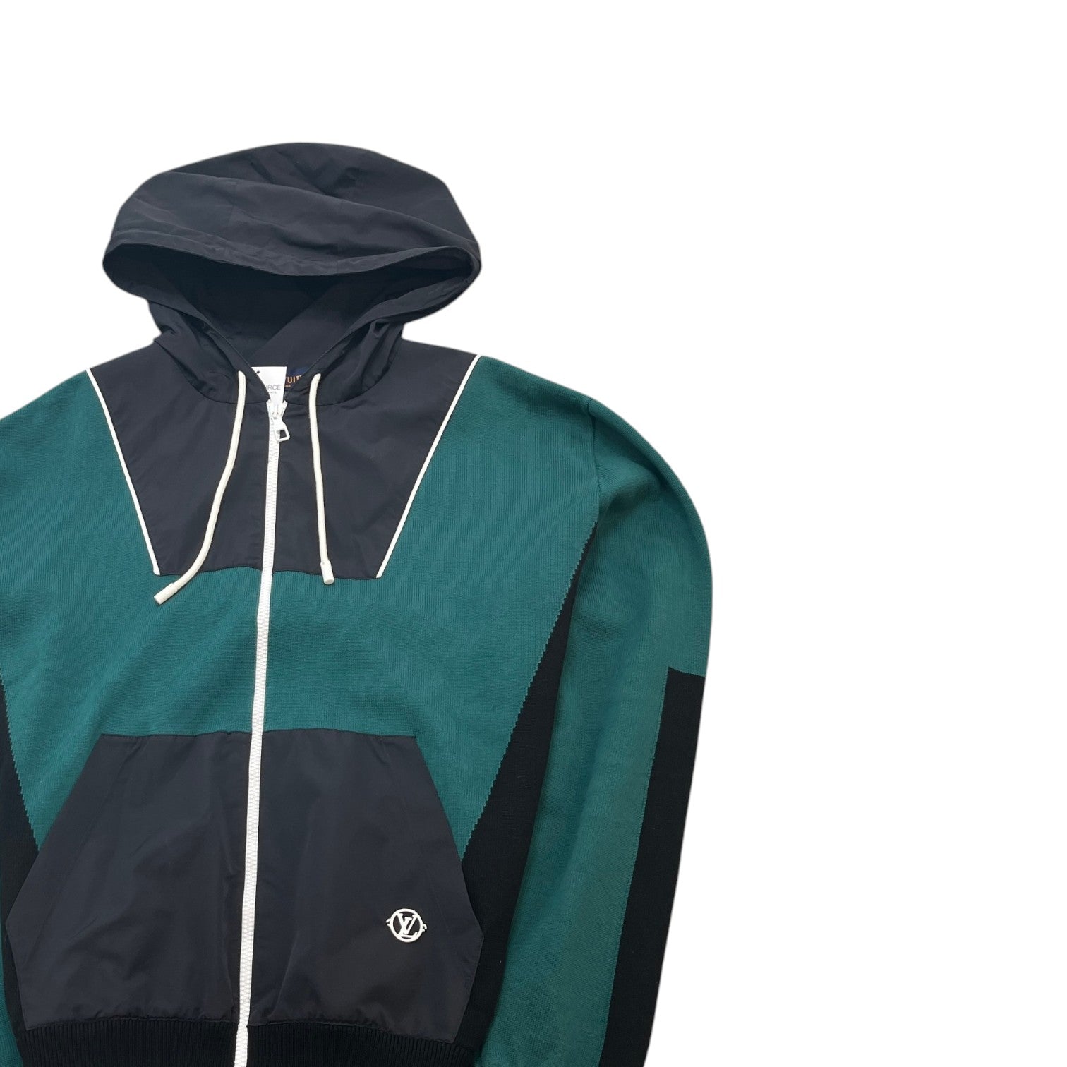 Men's Colour Block Hoodie Green Size L