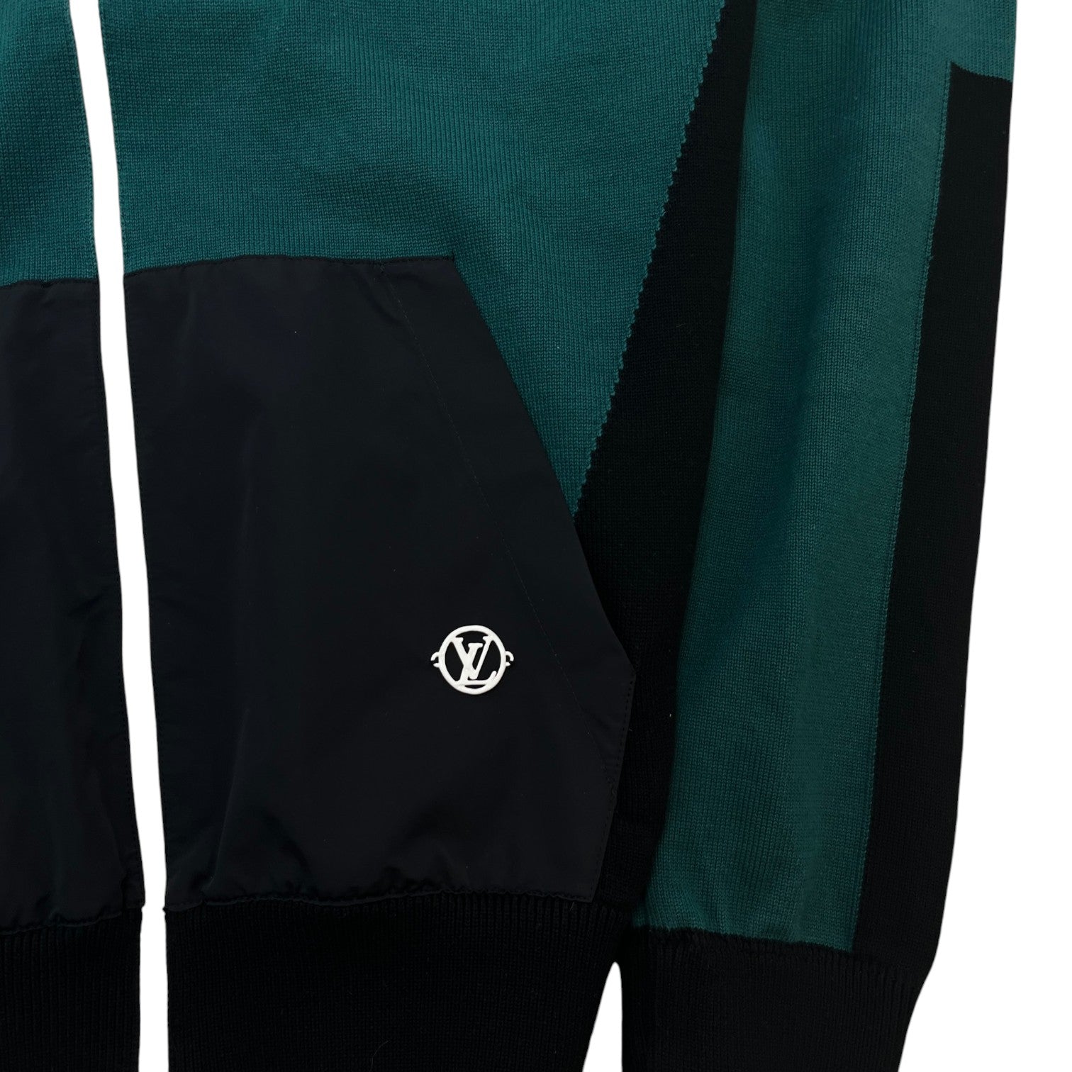 Men's Colour Block Hoodie Green Size L