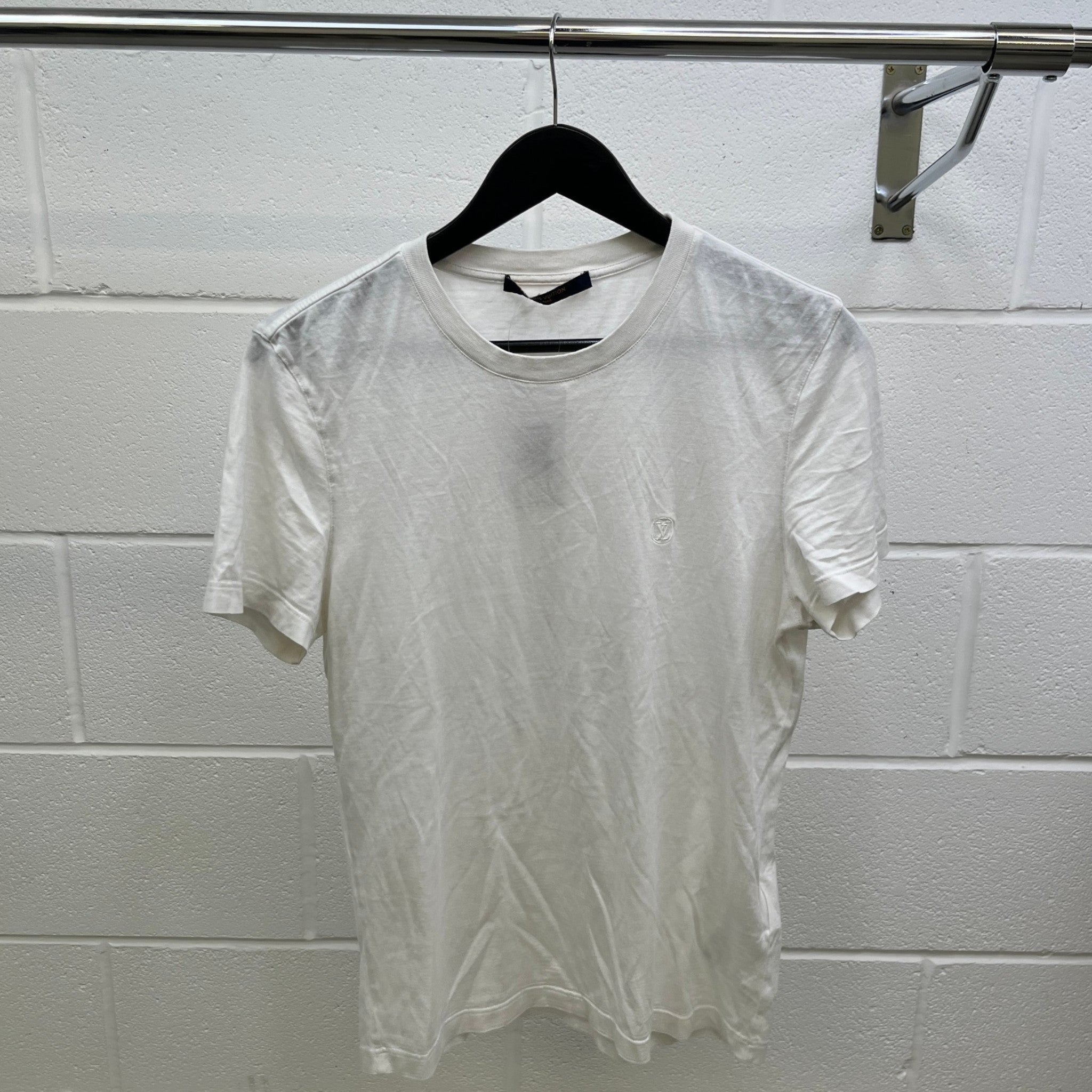 Men's Embroidered Lv T-Shirt White Size S