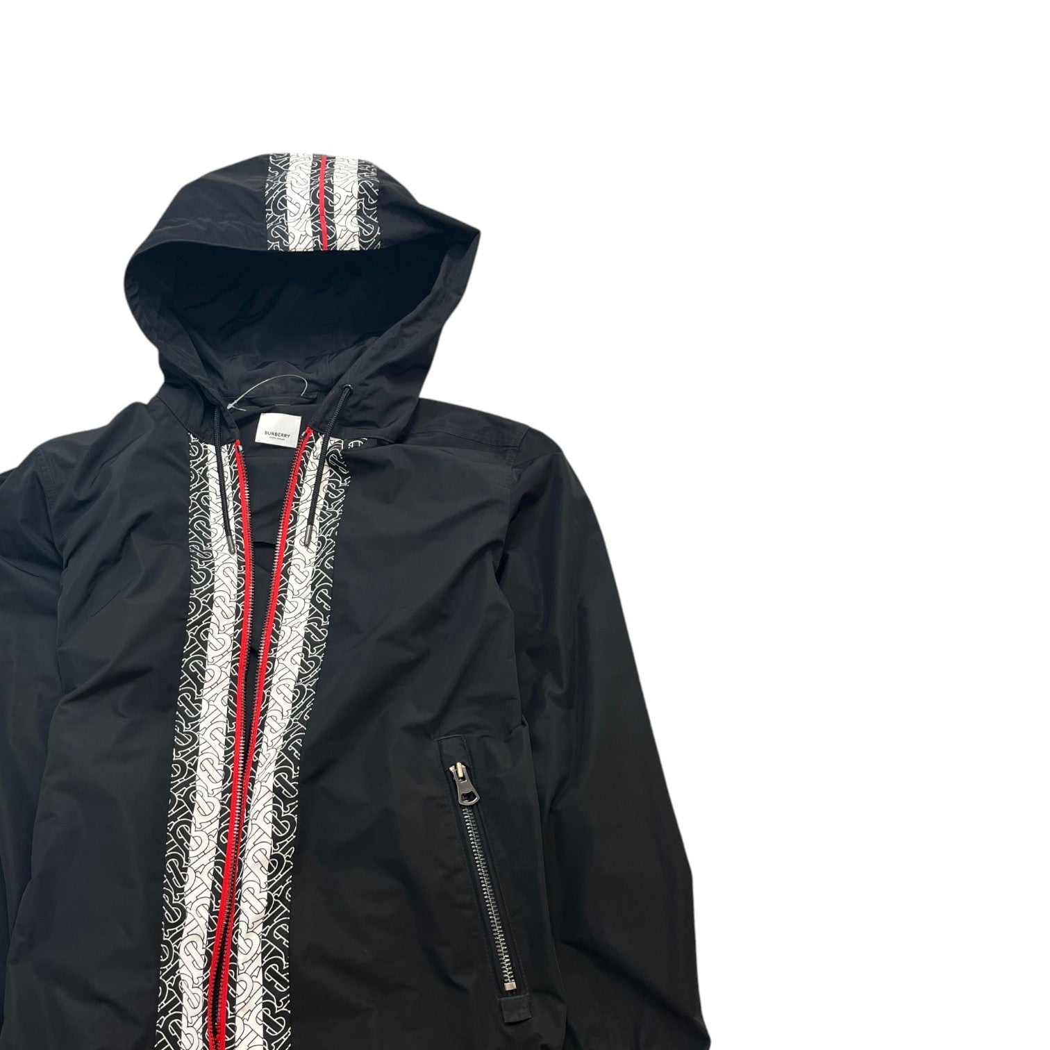 Men's Monogram Logo Trim Anorak Windbreaker Black Size XS