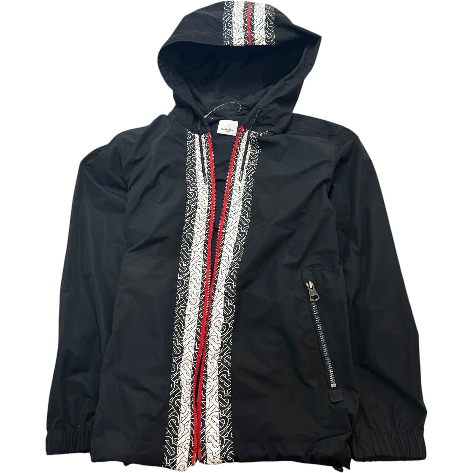Men's Monogram Logo Trim Anorak Windbreaker Black Size XS