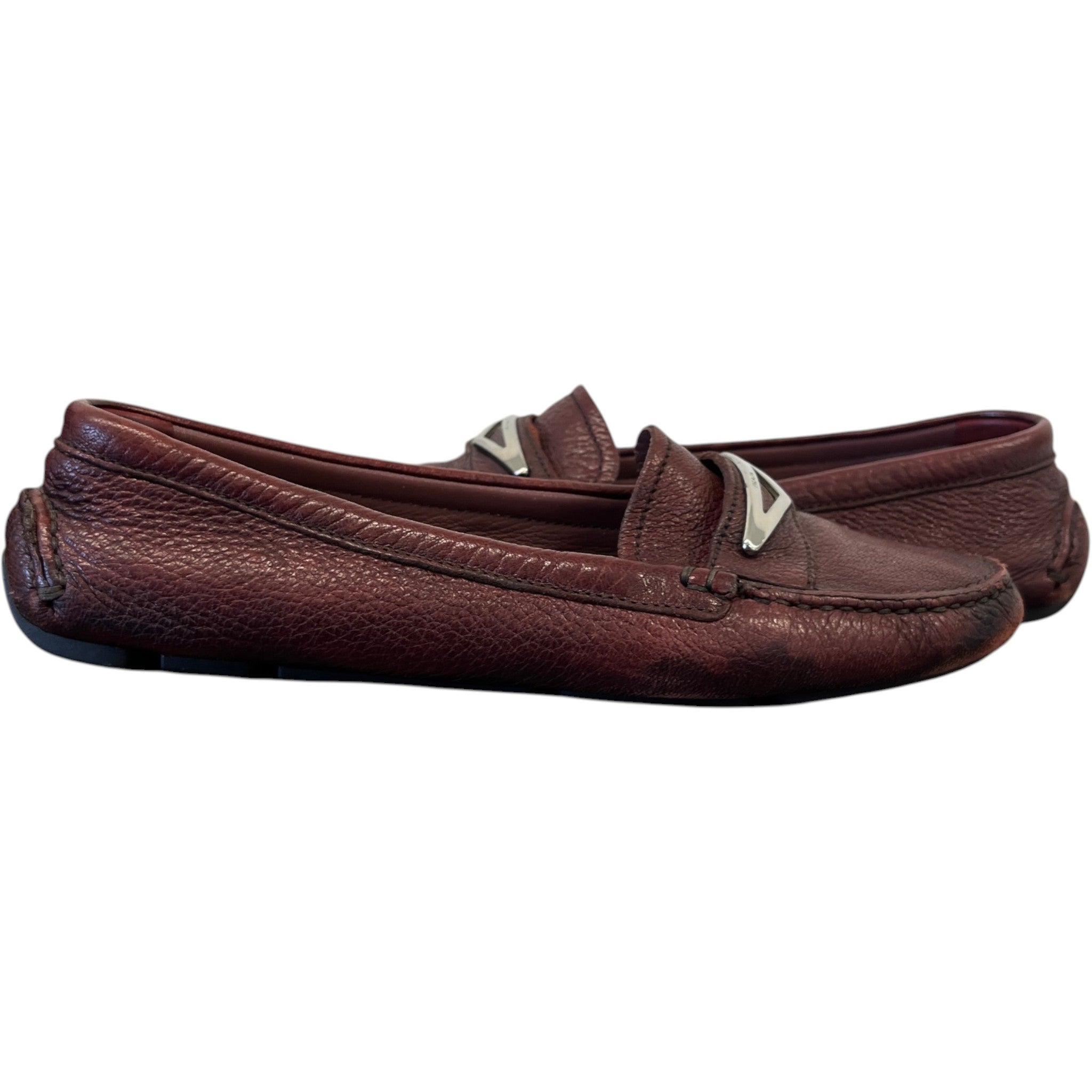 Women's Triangle Logo Loafers Burgundy Size EU 37 / UK 4