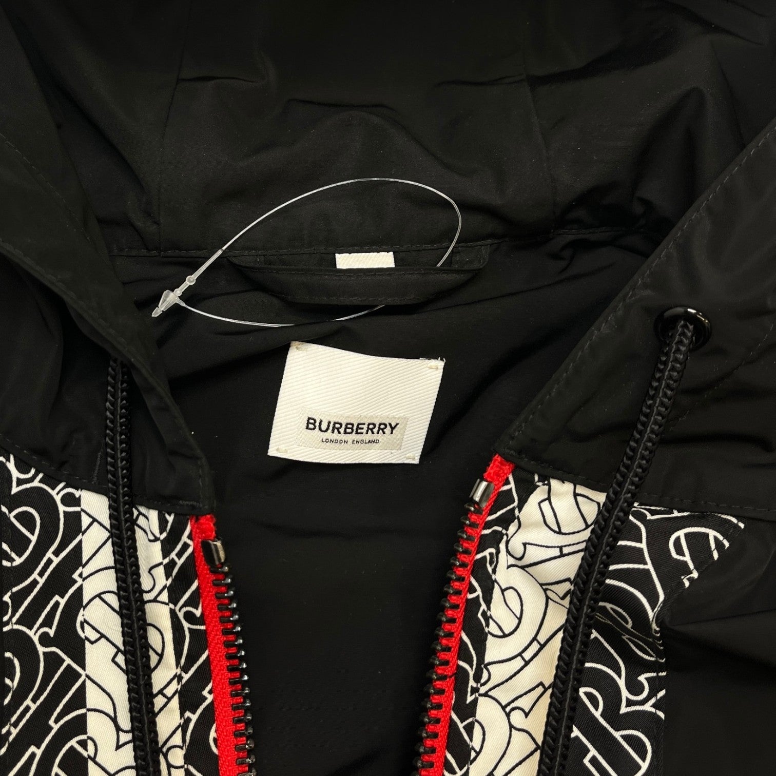 Men's Monogram Logo Trim Anorak Windbreaker Black Size XS