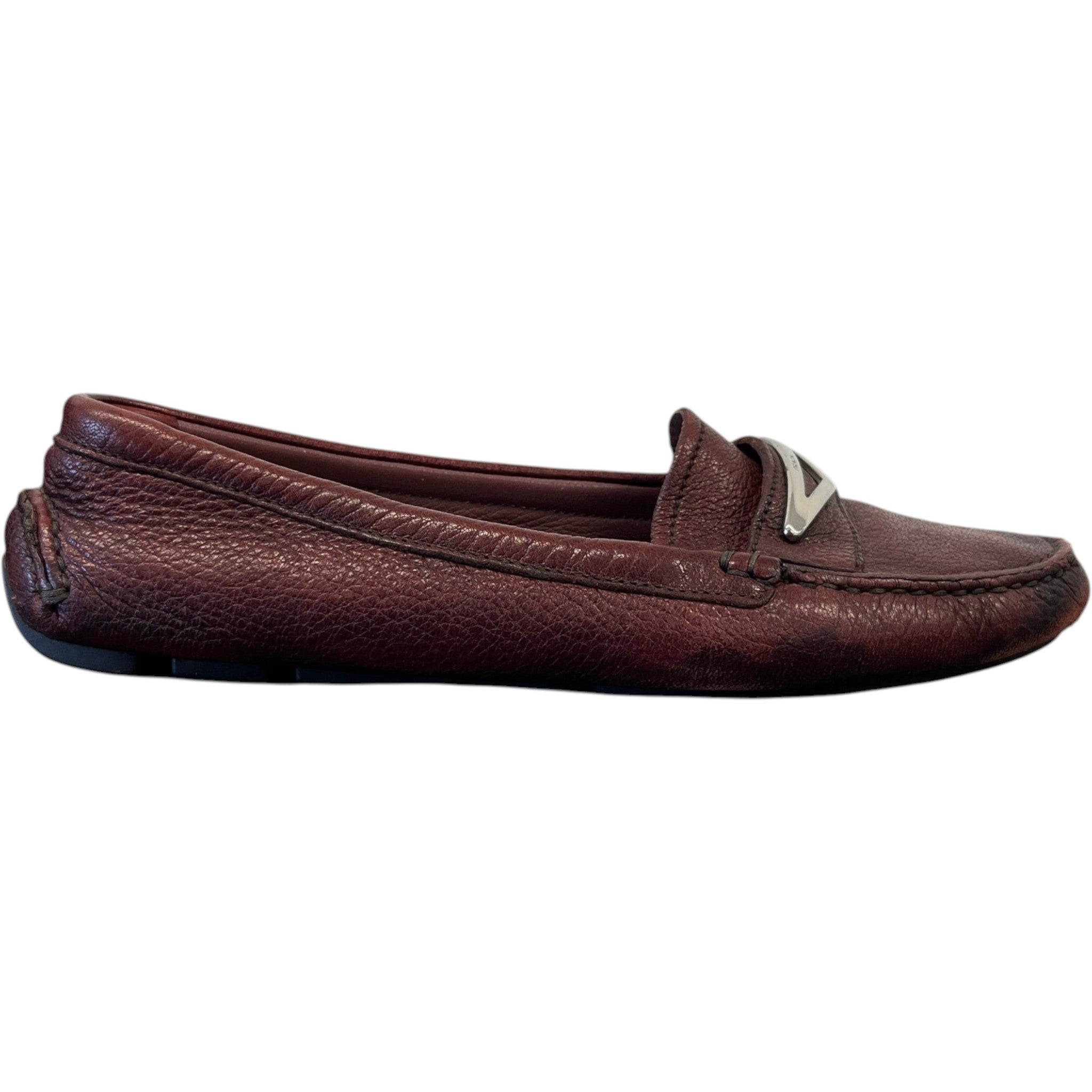 Women's Triangle Logo Loafers Burgundy Size EU 37 / UK 4