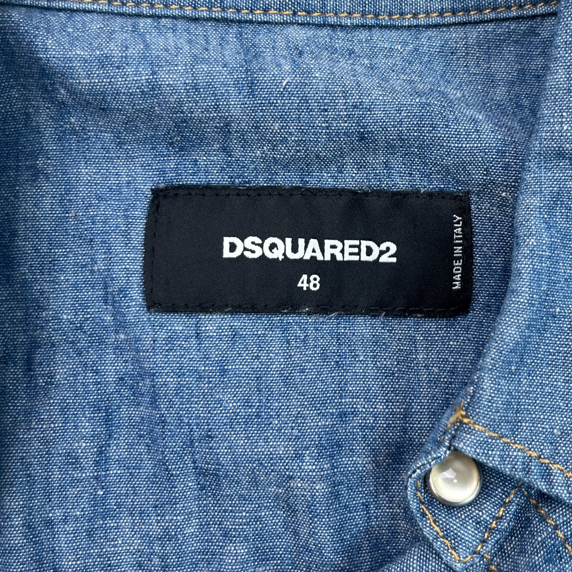 Men's Embroidered Logo Double Pocket Long Sleeve Shirt Blue Size IT 48 / UK M