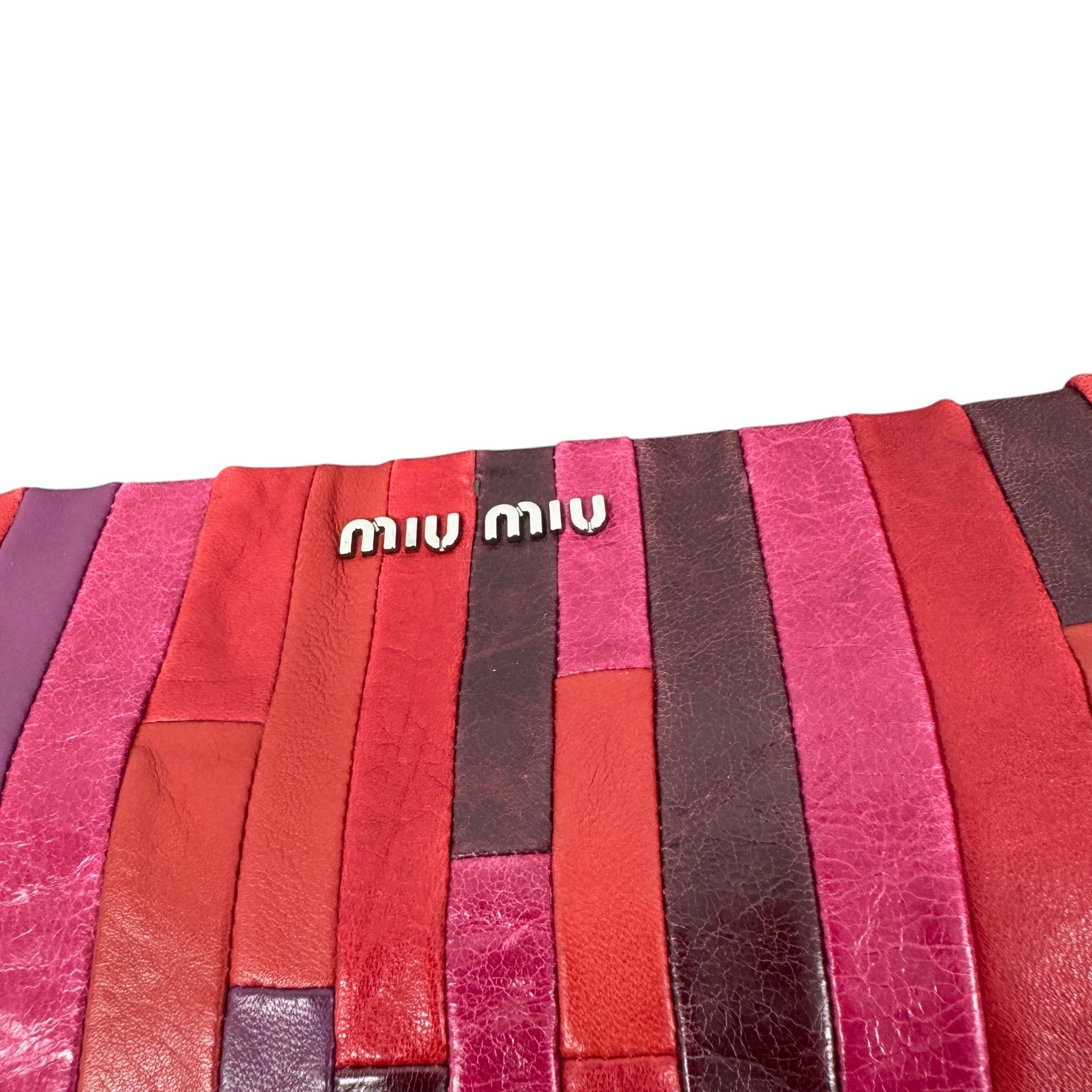 Women's Patchwork Nappe Wrislet Pouch Pink