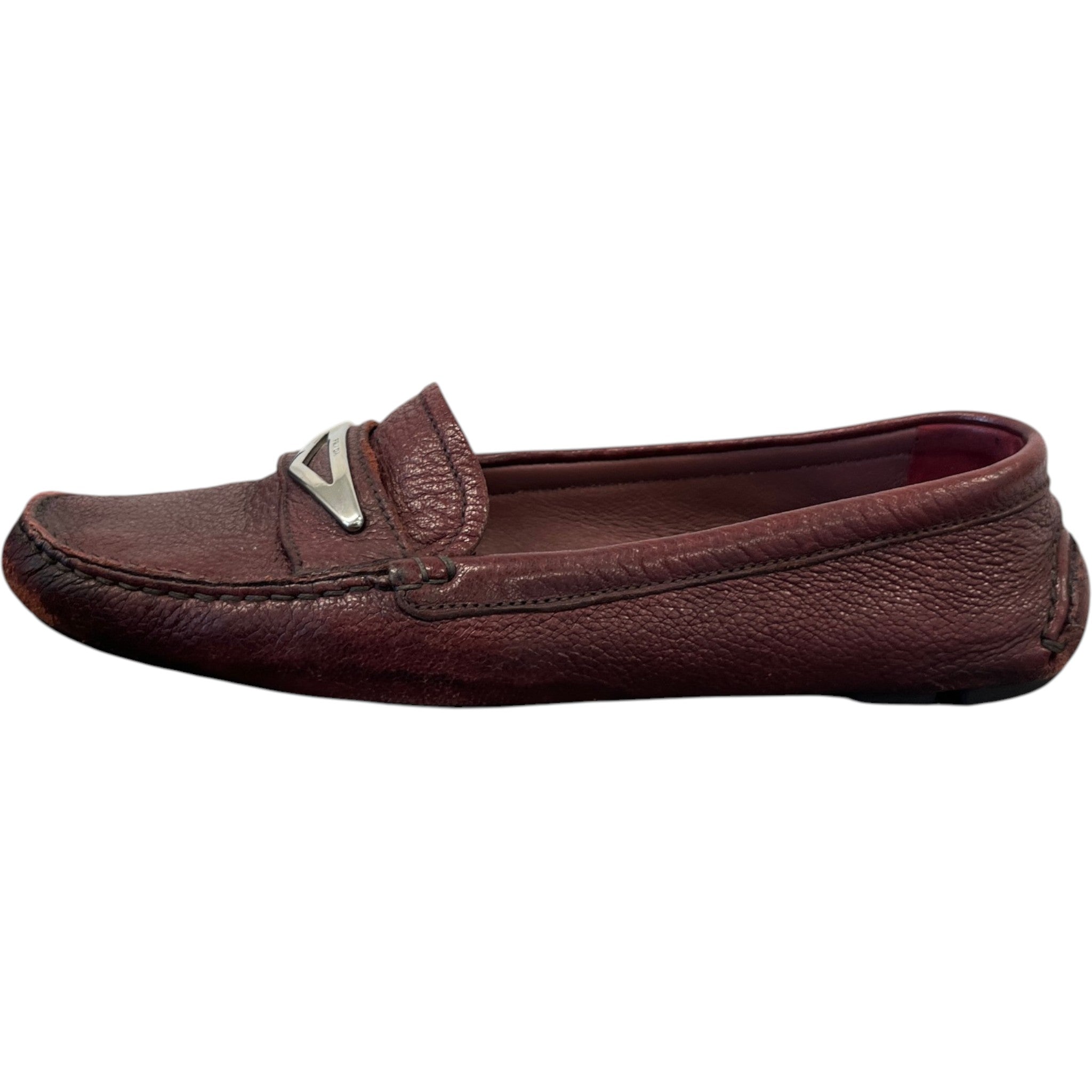 Women's Triangle Logo Loafers Burgundy Size EU 37 / UK 4