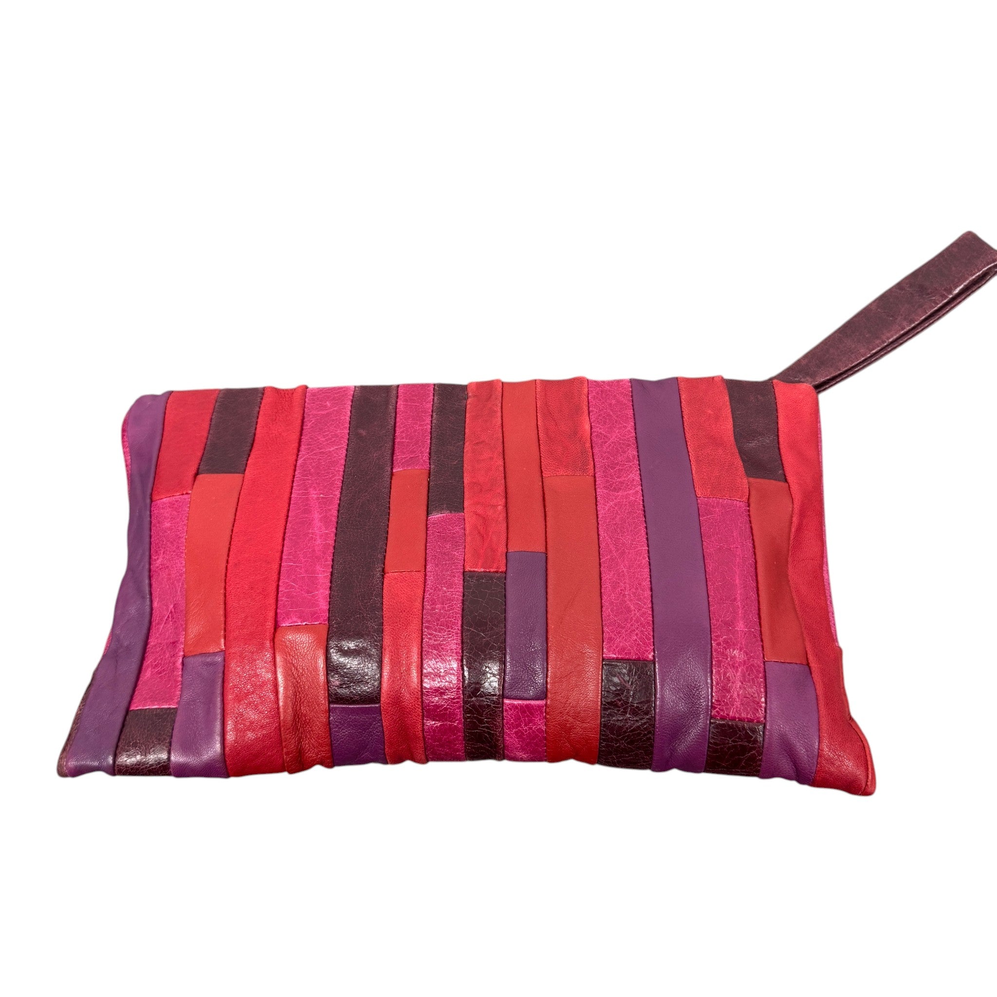 Women's Patchwork Nappe Wrislet Pouch Pink