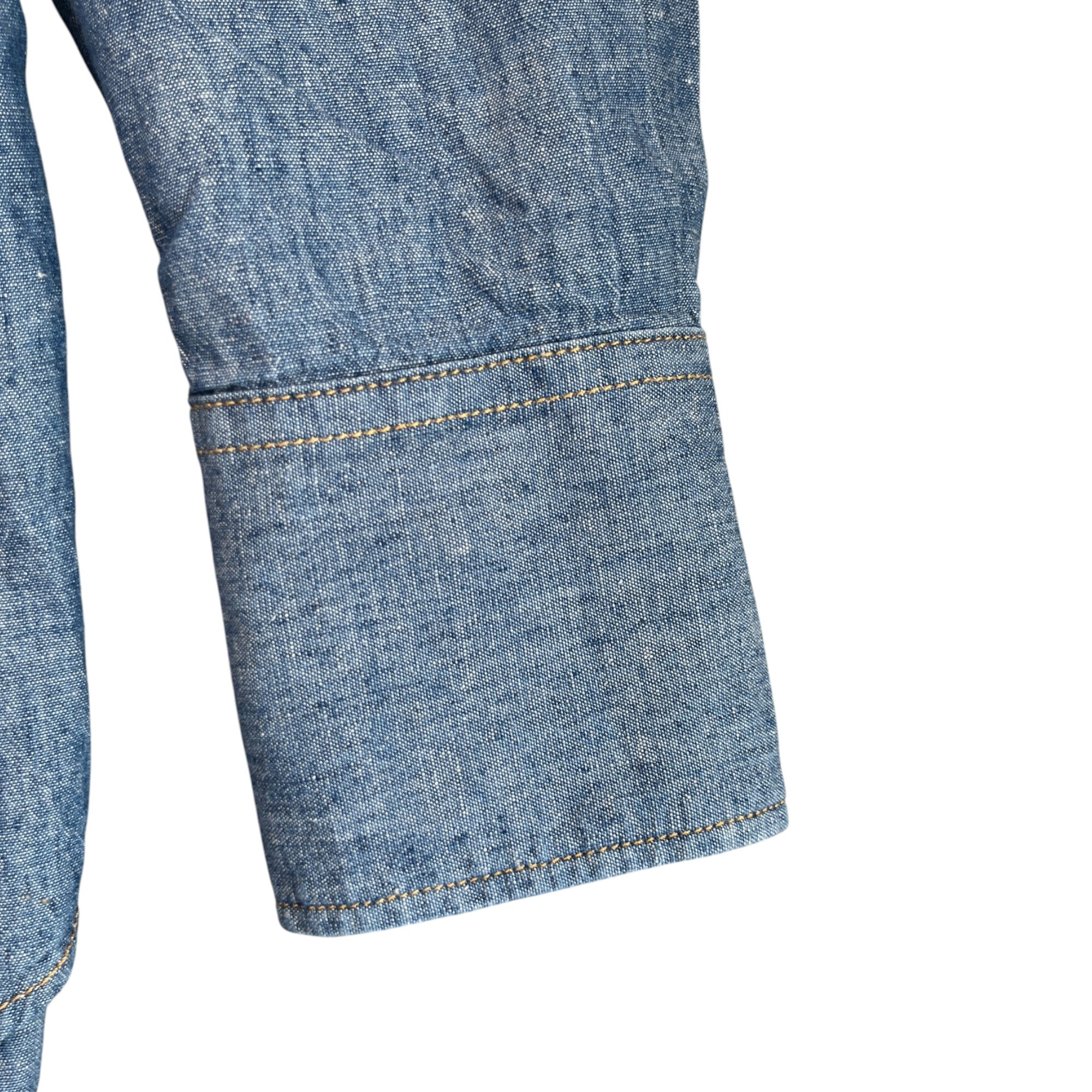 Men's Embroidered Logo Double Pocket Long Sleeve Shirt Blue Size IT 48 / UK M