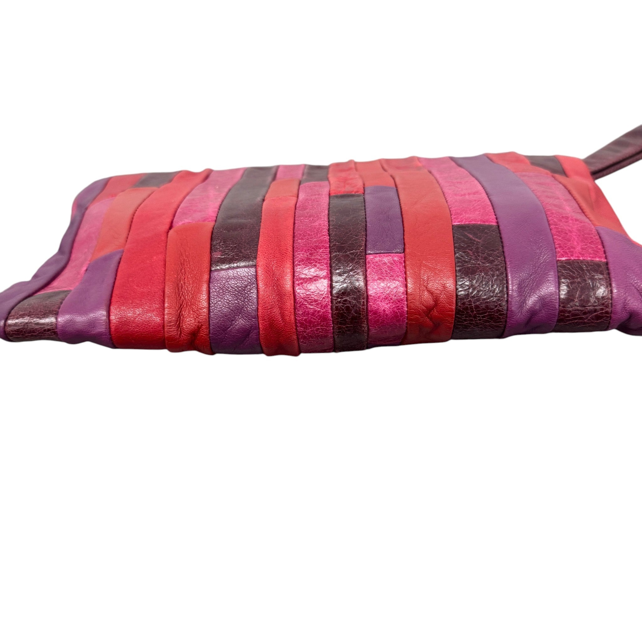 Women's Patchwork Nappe Wrislet Pouch Pink