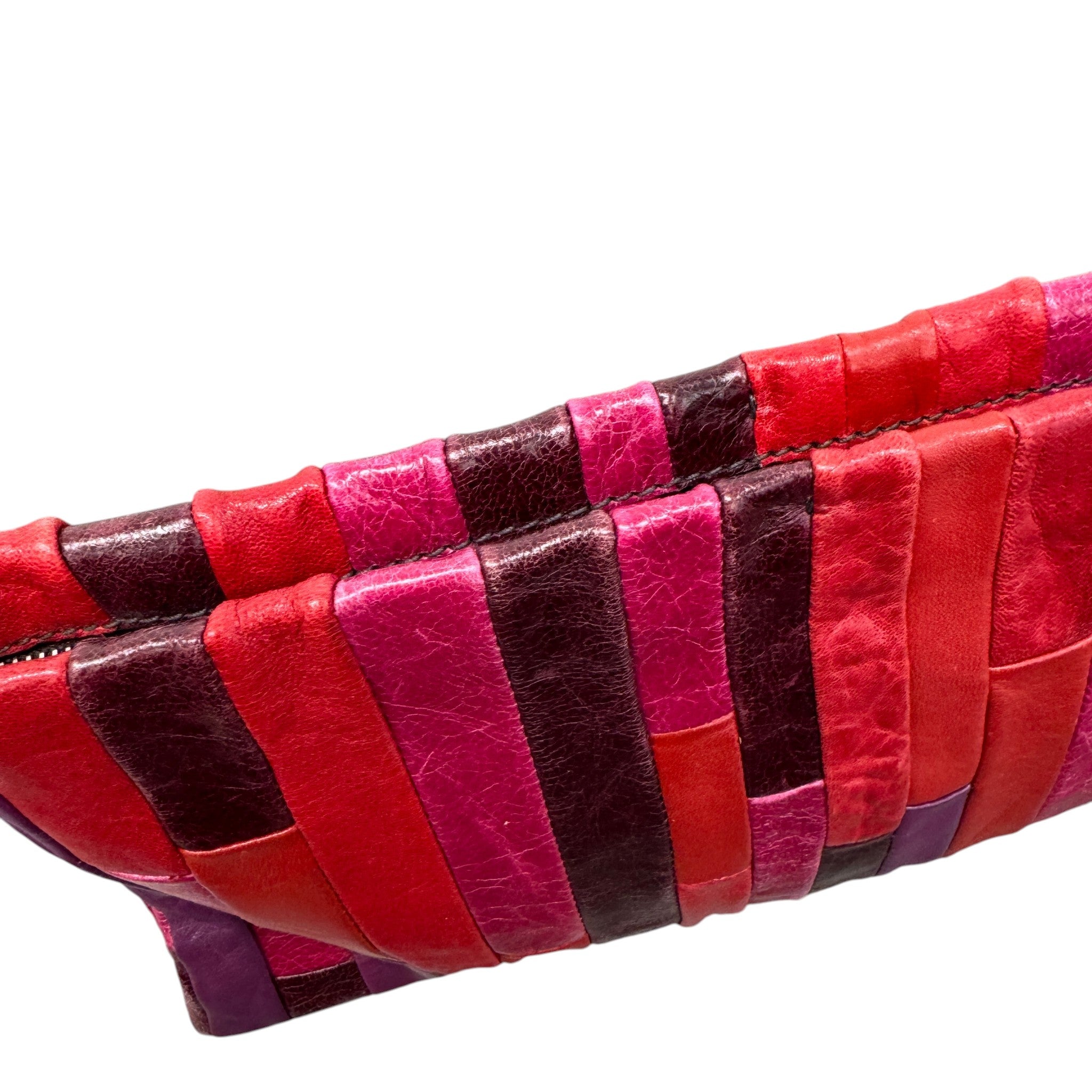 Women's Patchwork Nappe Wrislet Pouch Pink