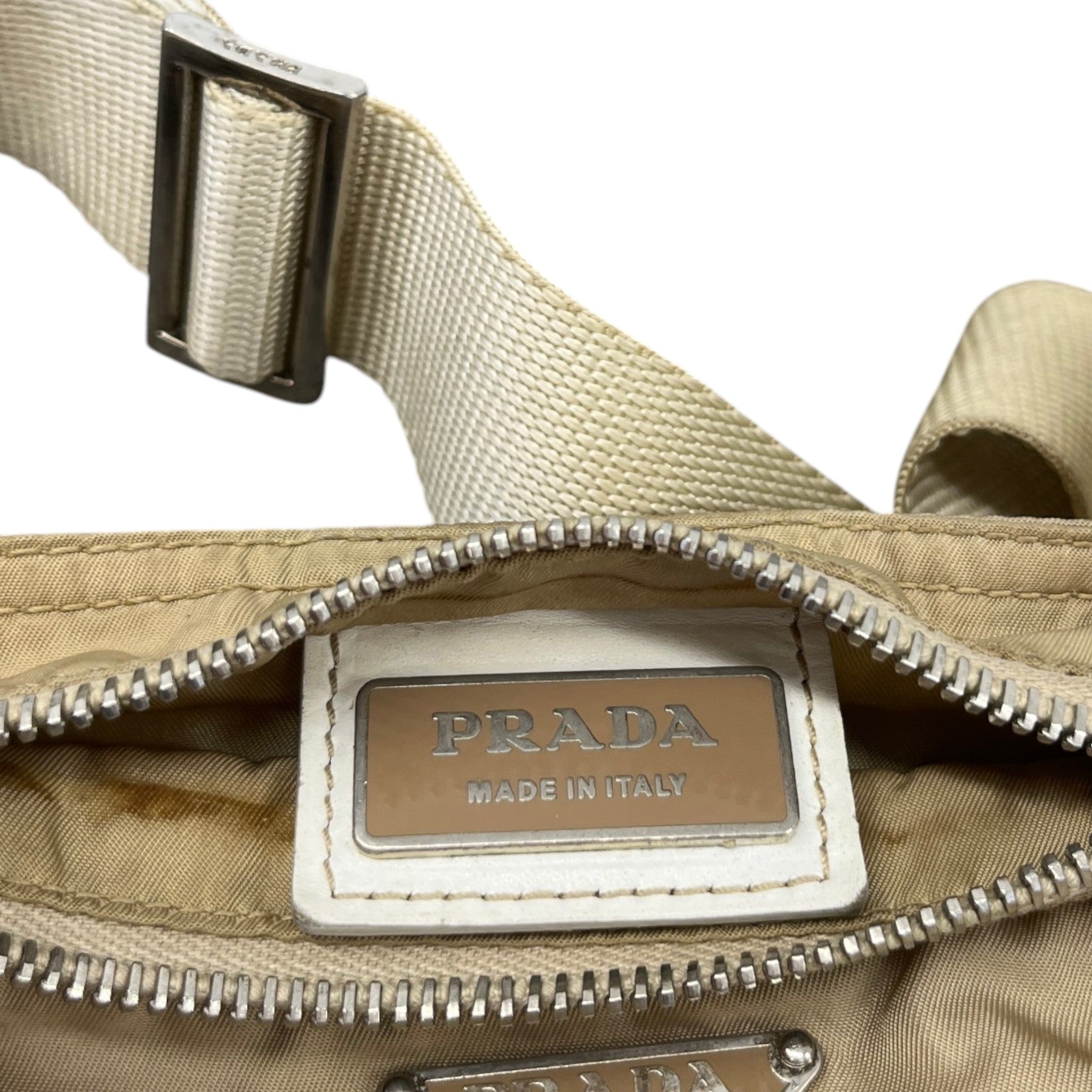 Men's Plaque Logo Messenger Bag Beige