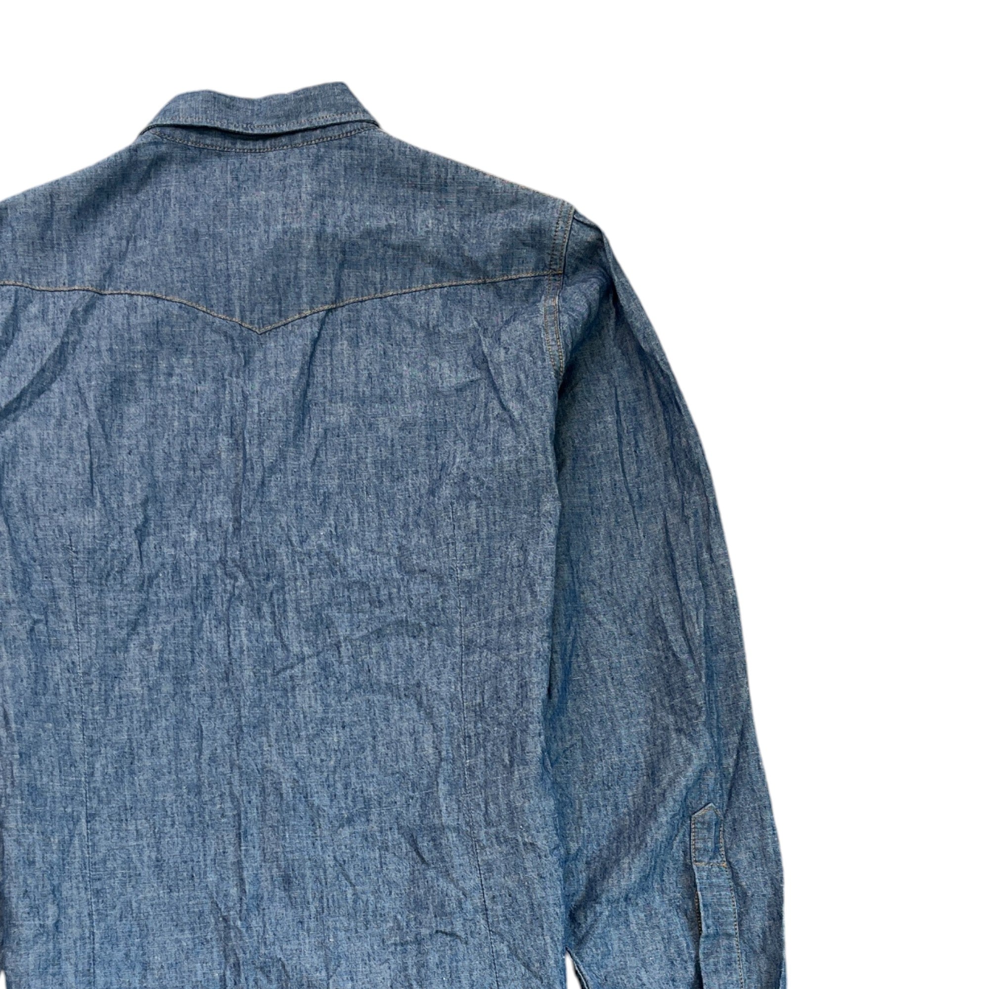 Men's Embroidered Logo Double Pocket Long Sleeve Shirt Blue Size IT 48 / UK M