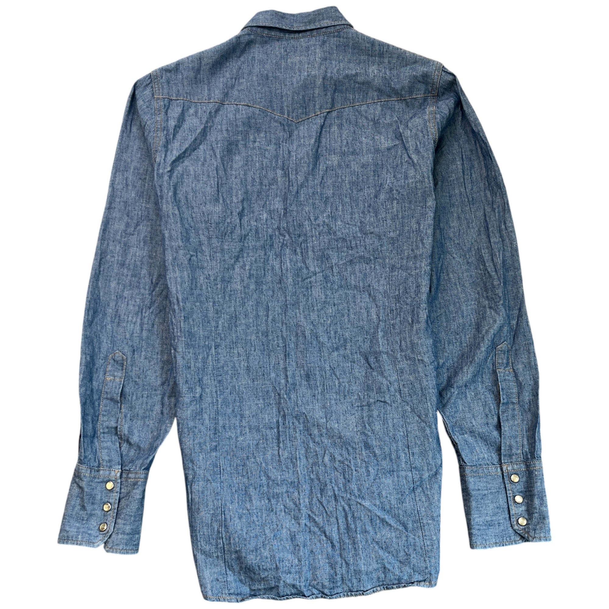 Men's Embroidered Logo Double Pocket Long Sleeve Shirt Blue Size IT 48 / UK M