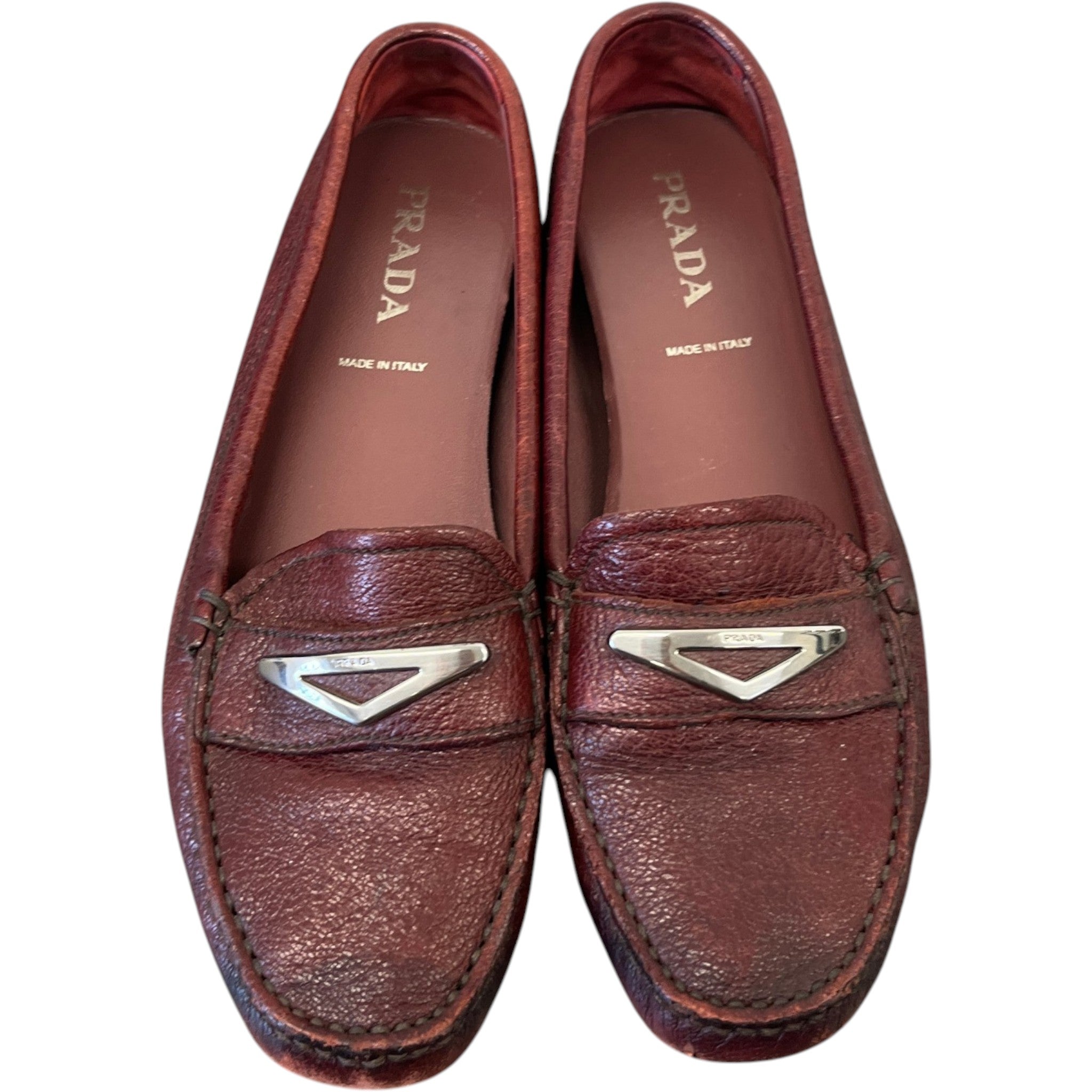 Women's Triangle Logo Loafers Burgundy Size EU 37 / UK 4