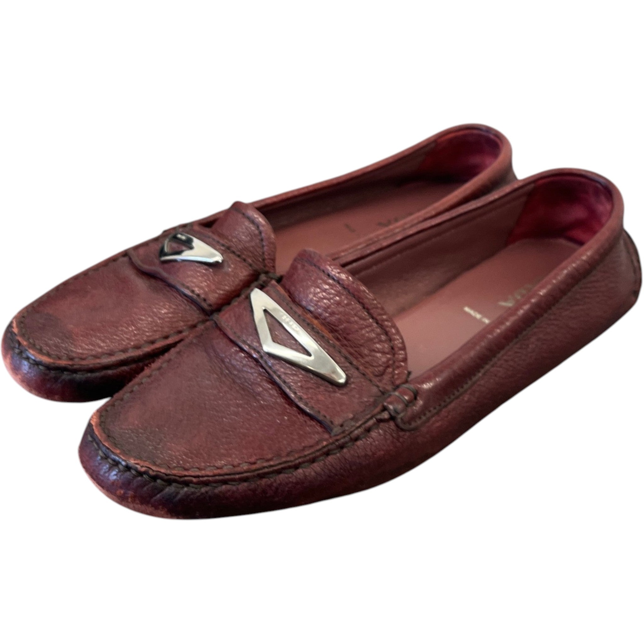 Women's Triangle Logo Loafers Burgundy Size EU 37 / UK 4