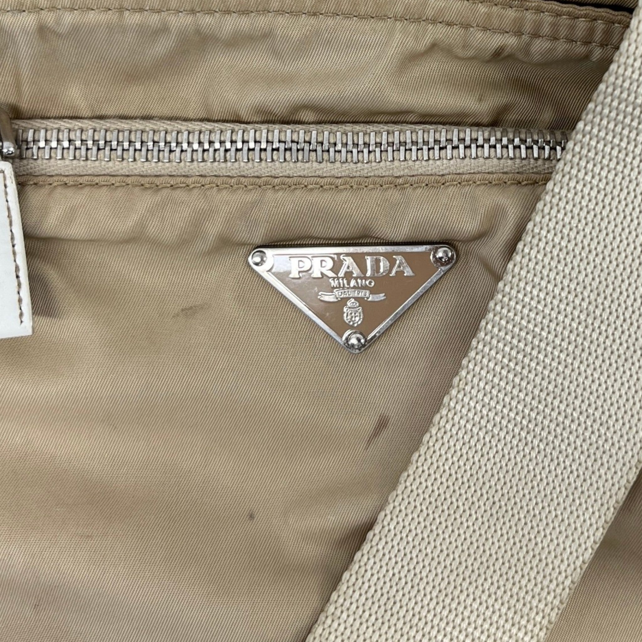 Men's Plaque Logo Messenger Bag Beige