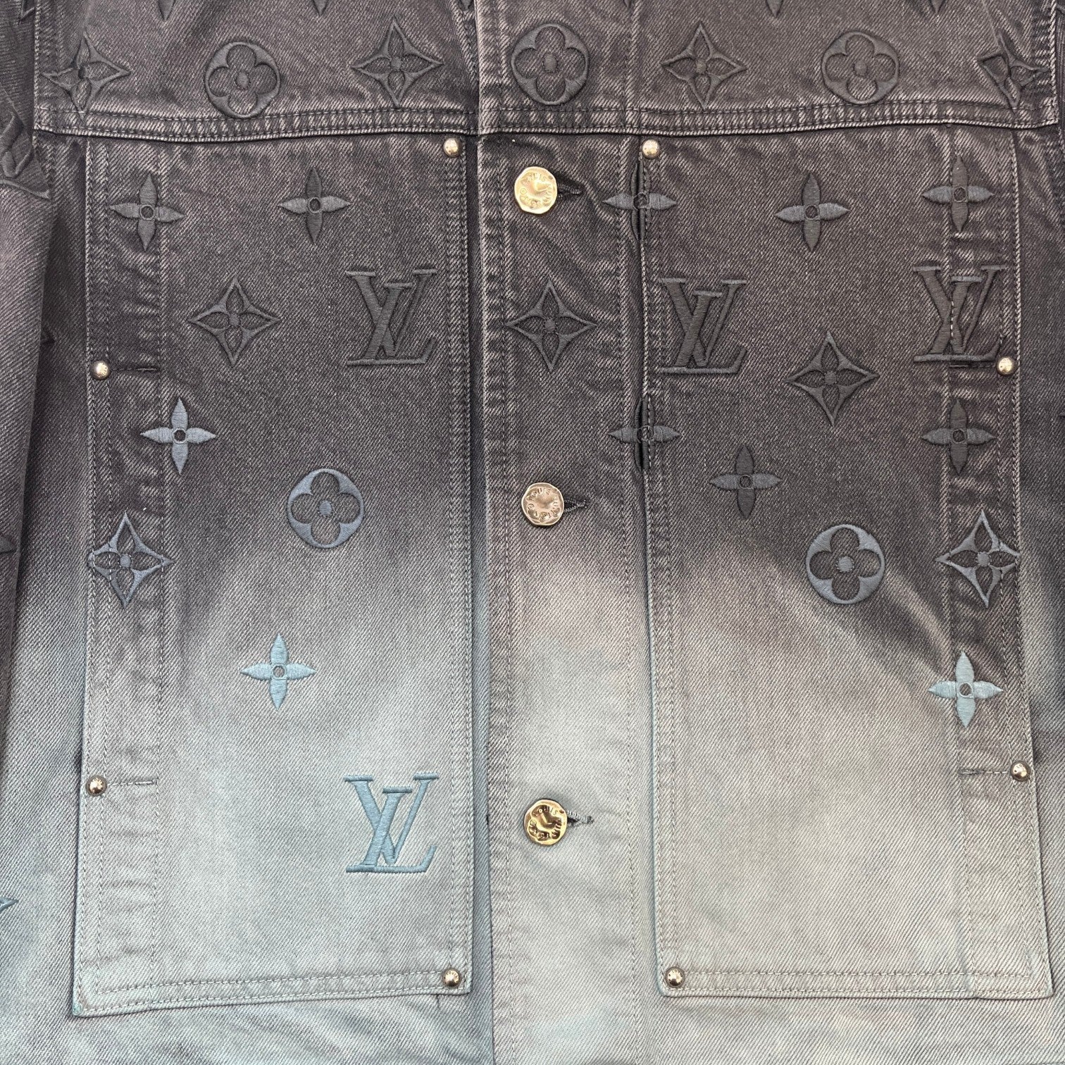 Men's Embossed Monogram Denim Jacket Black Size IT 48 / M