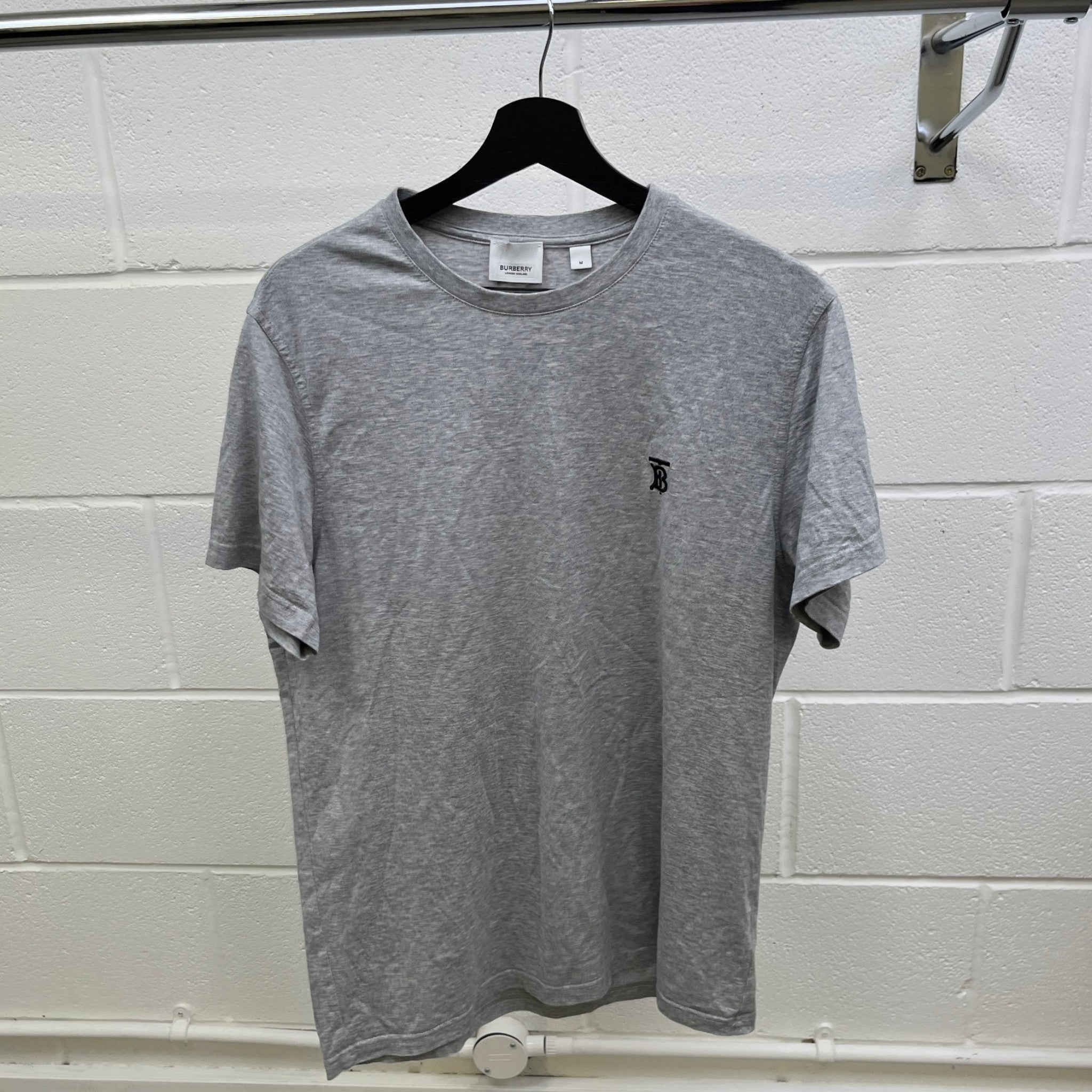 Men's Embroidered Logo T-Shirt Grey Size M