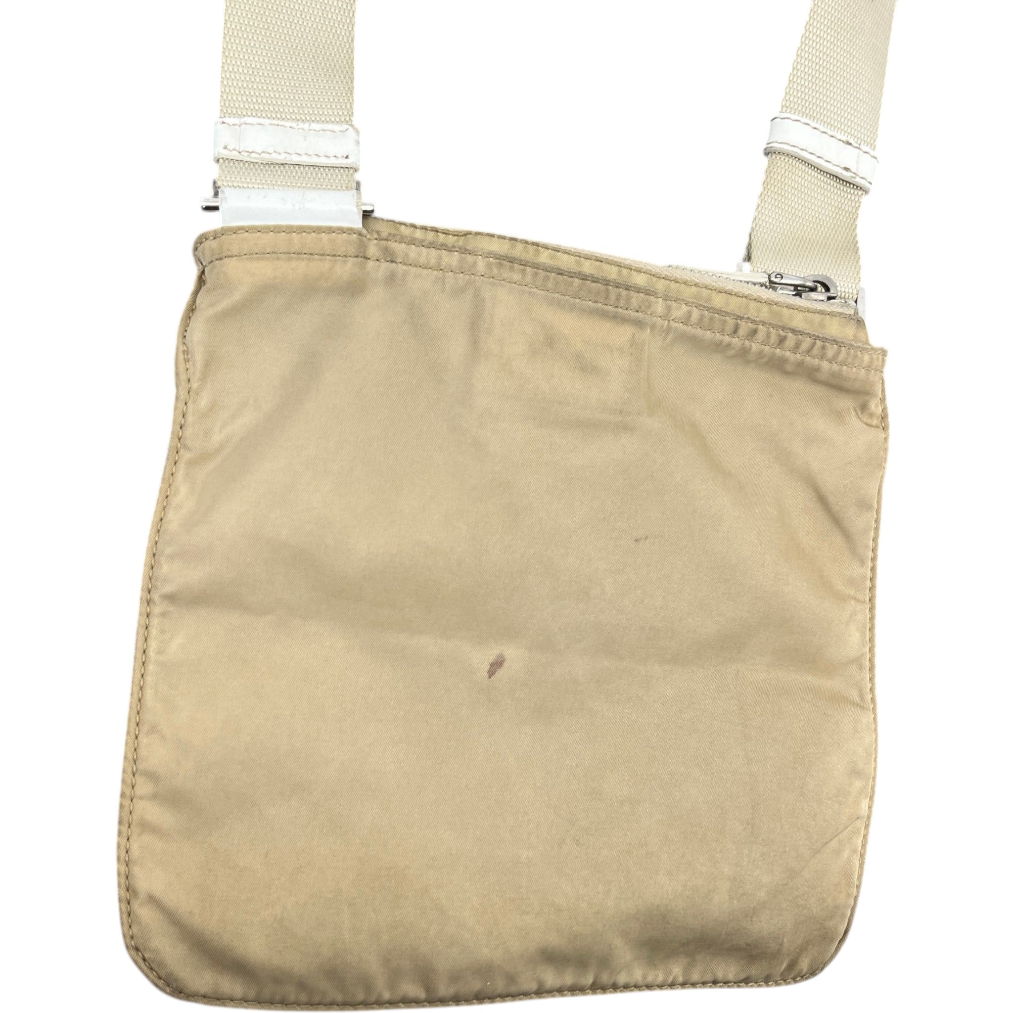 Men's Plaque Logo Messenger Bag Beige