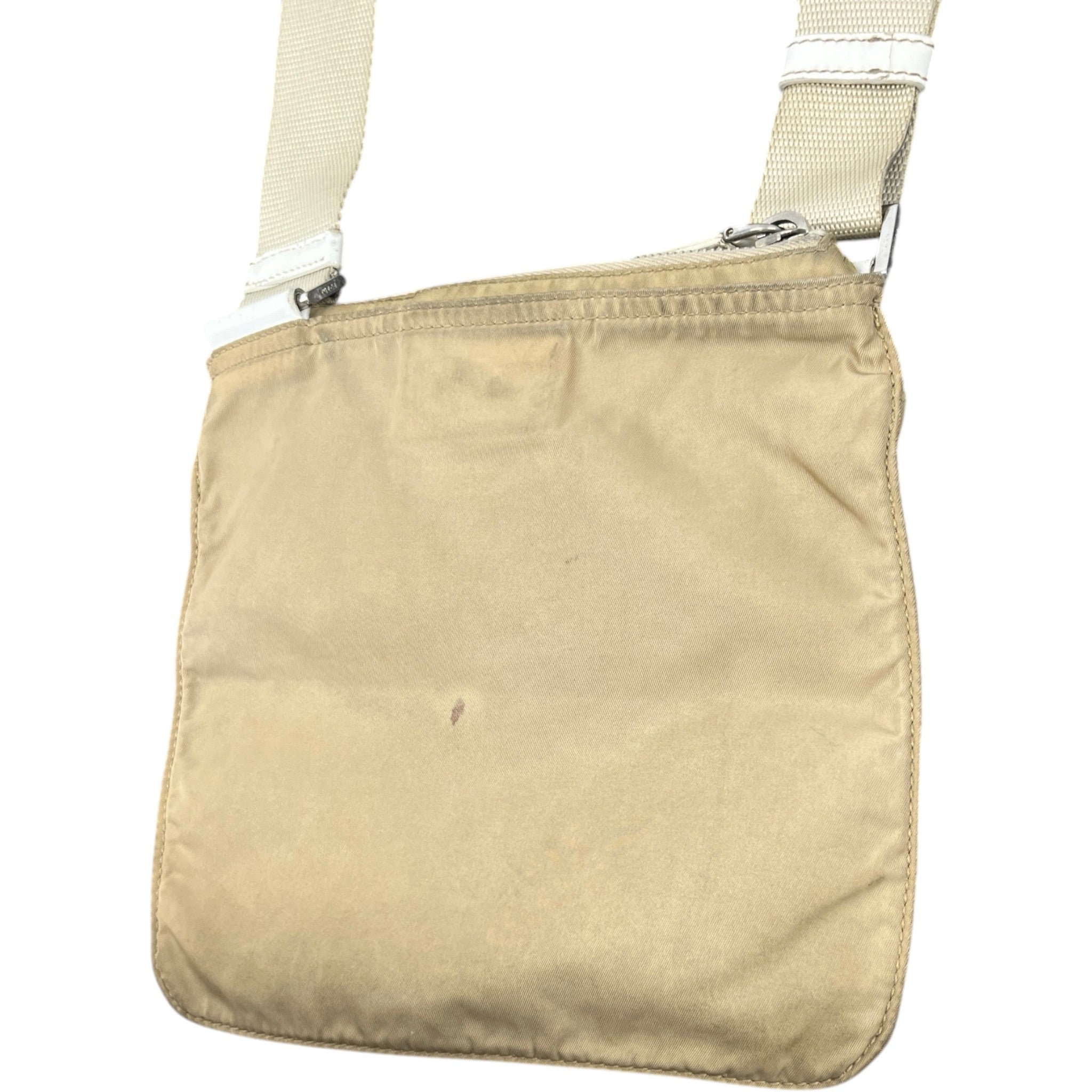 Men's Plaque Logo Messenger Bag Beige