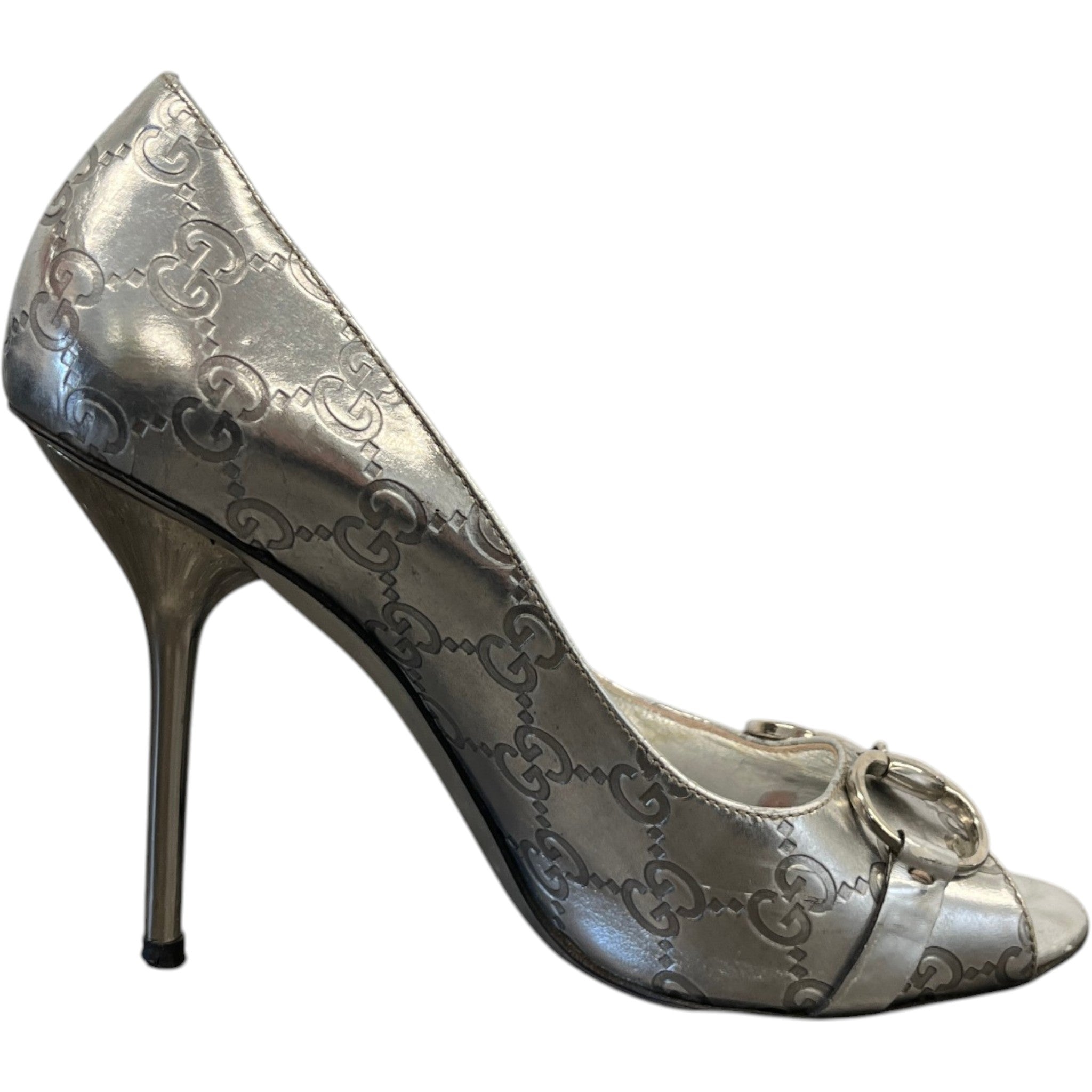 Women's Gg Supreme Horsebit Heels Silver Size EU 38 / UK 5